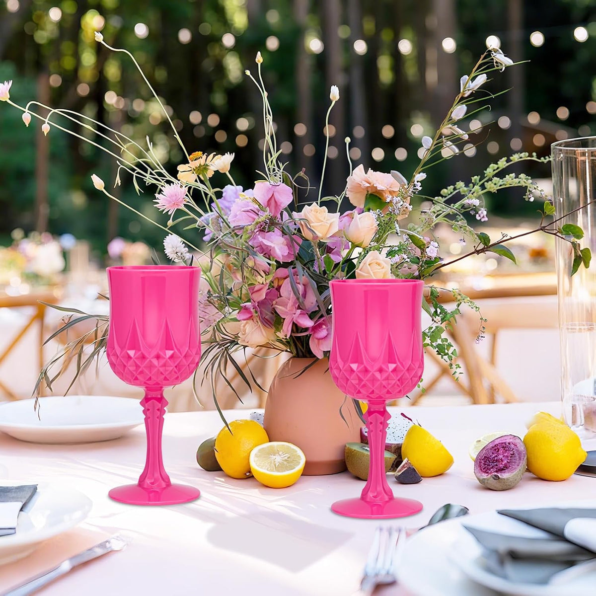 Plastic Vintage Wine Glasses 7OZ Plastic Goblets Vintage Drinking Glasses 24PCS Retro Wedding