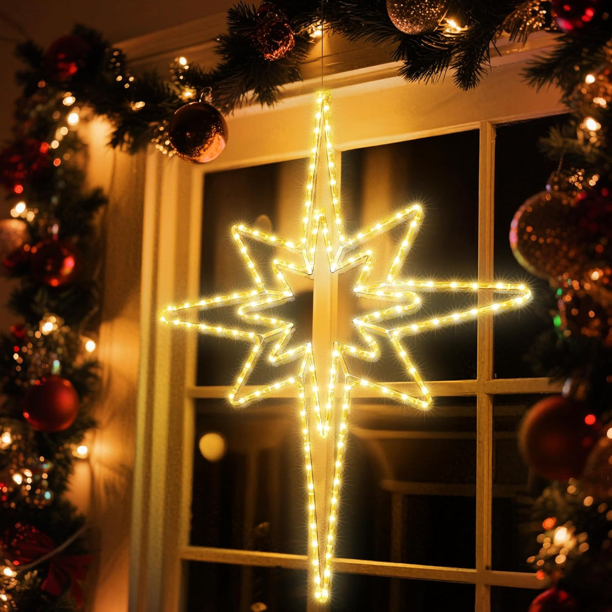Christmas 45'' Bethlehem Star Lights Decoration - 141LED Outdoor Waterproof Christmas LED North
