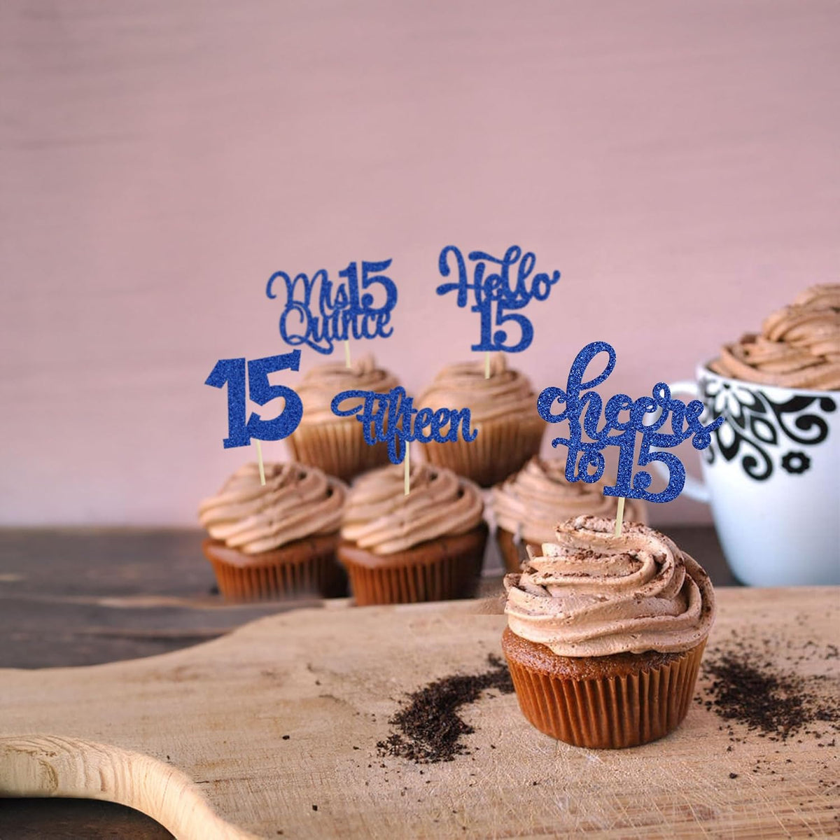 30Pcs 15th Birthday Cupcake Toppers Fifteen Cupcake Picks Cheers to 15 Years Old Mis Quince 15 Cake