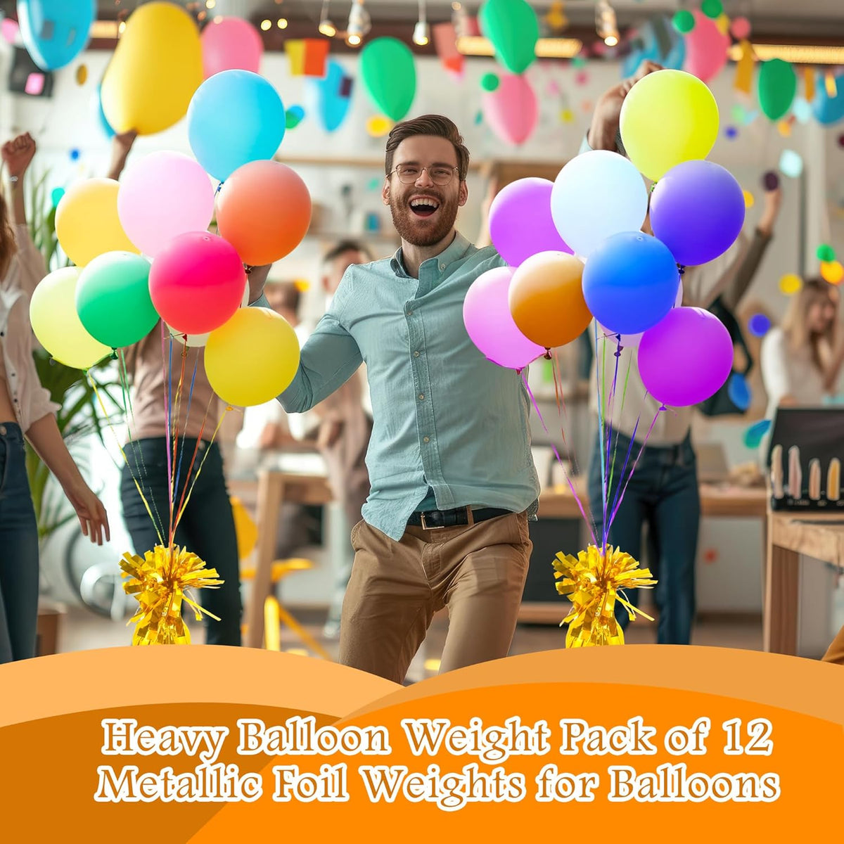 30 Pack 4.7 Inch Balloon Weights 170g Metallic Wrapped Balloon Anchors Weights for Birthday Wedding