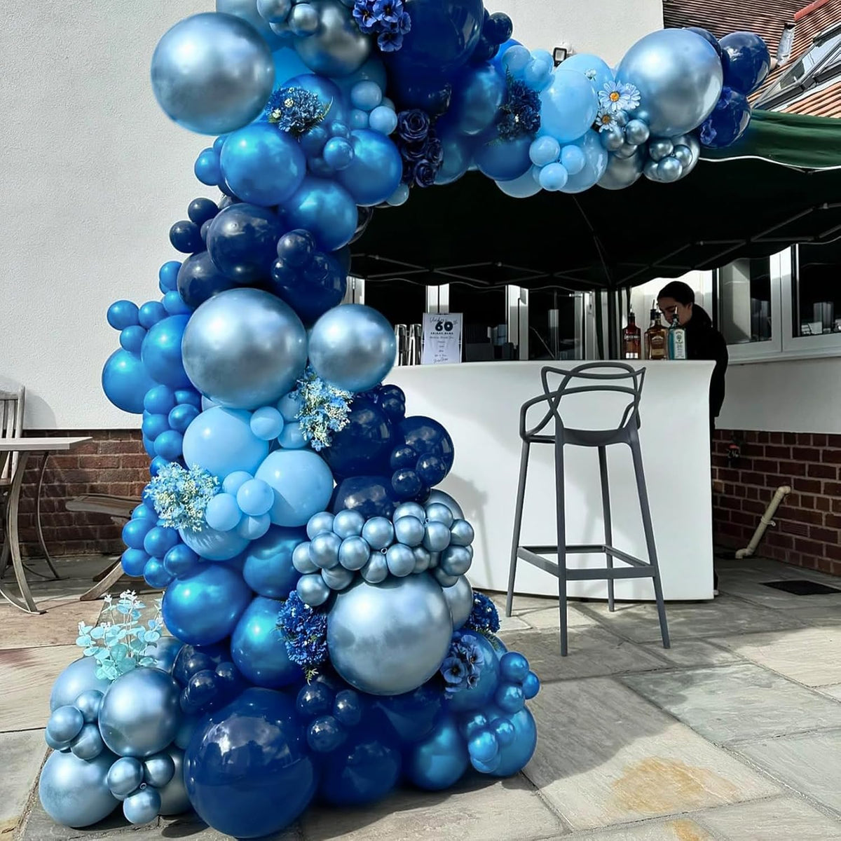 Netnology Blue Balloons Set, 60Pcs 12 Inch Macaron Blue, Light Blue,Navy Blue,Metallic Blue Balloon