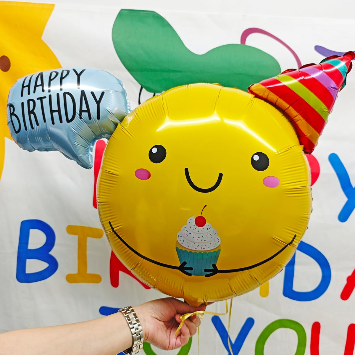 Cute Smiling Foil Balloon Sunshine Smiley Face Party Decorations Happy Birthday Message Bubble