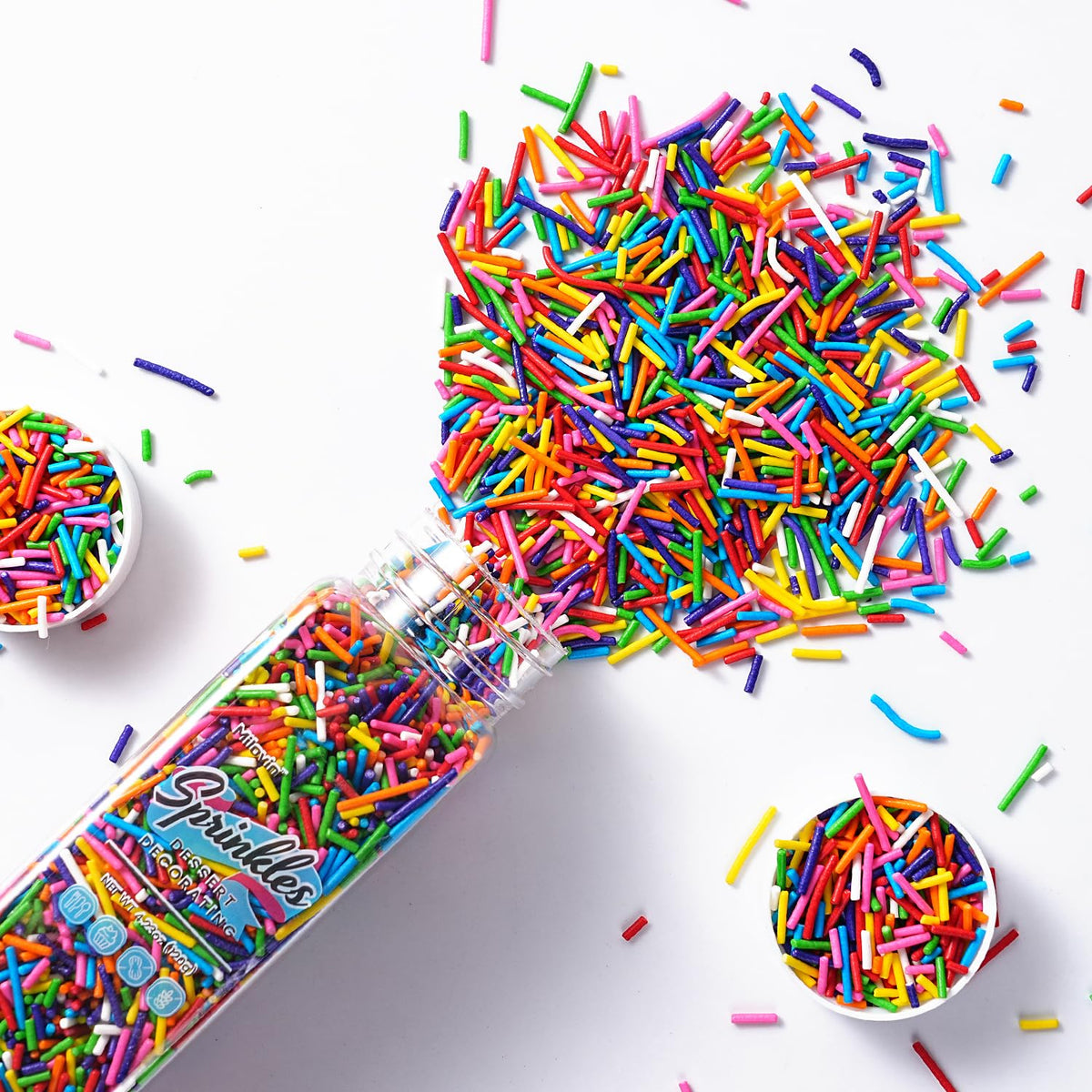 Edible Rainbow Sprinkles for Cake Decorating, 4.23oz Jimmies Sprinkles, Jimmies for Cookies, Cake