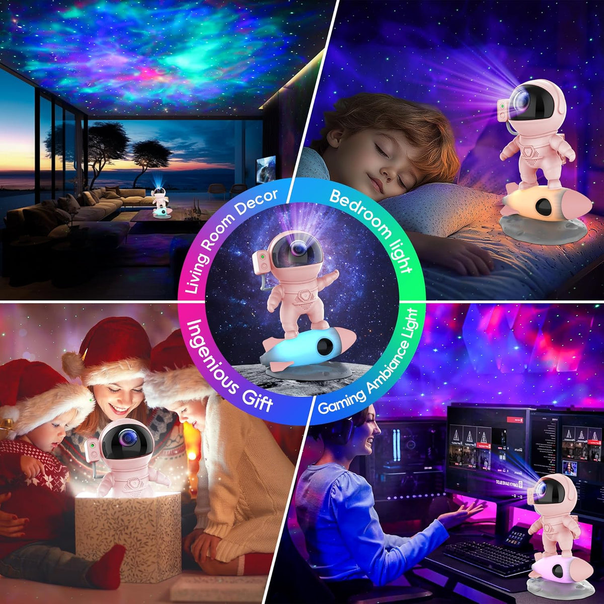 FlyEagle Astronaut Galaxy Projector, Star Nebula Projector with Rocket Lamp, Night Lights LED Star