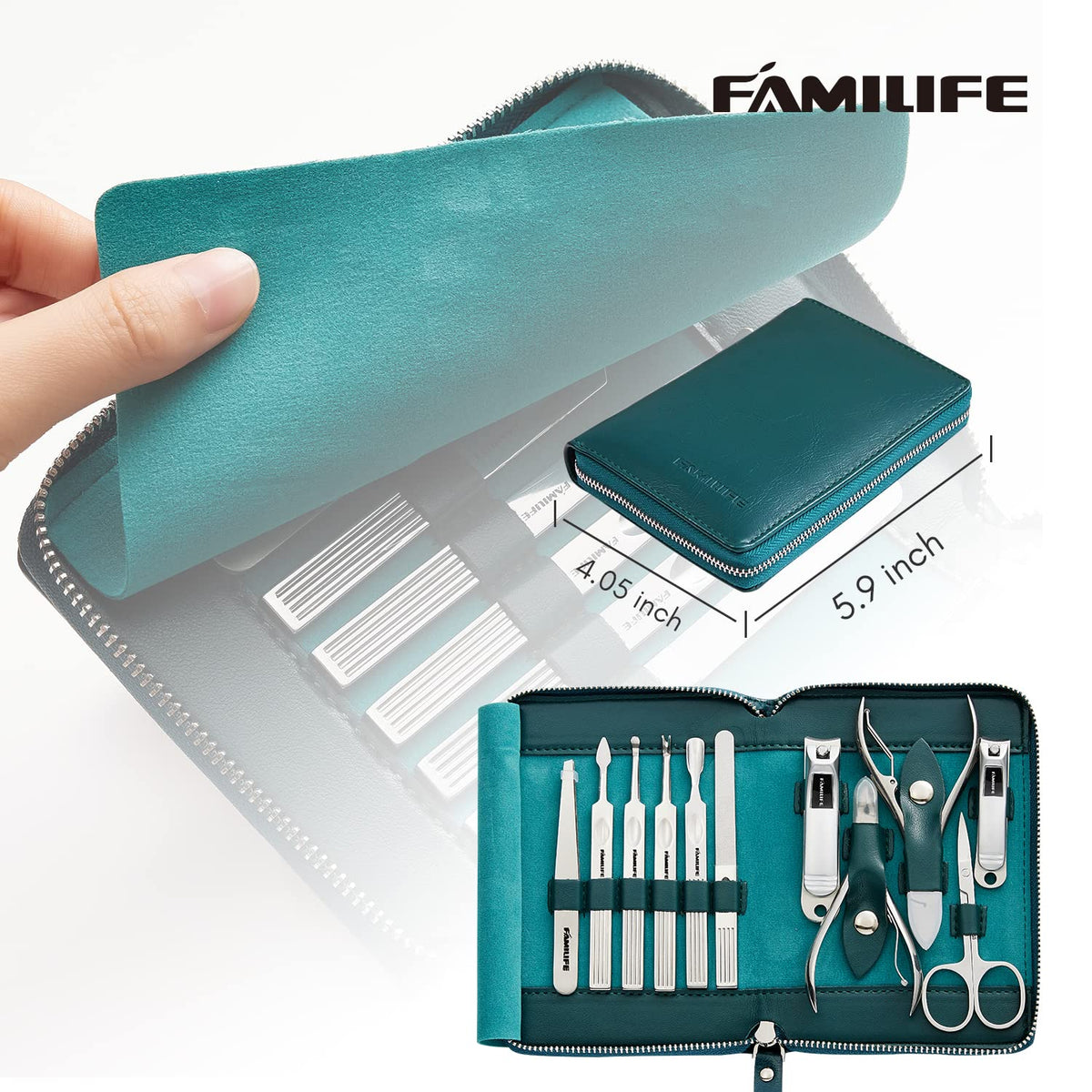 FAMILIFE Nail Kit, Professional Manicure Set Manicure Kit, 11 in 1 Stainless Steel Nail Clippers