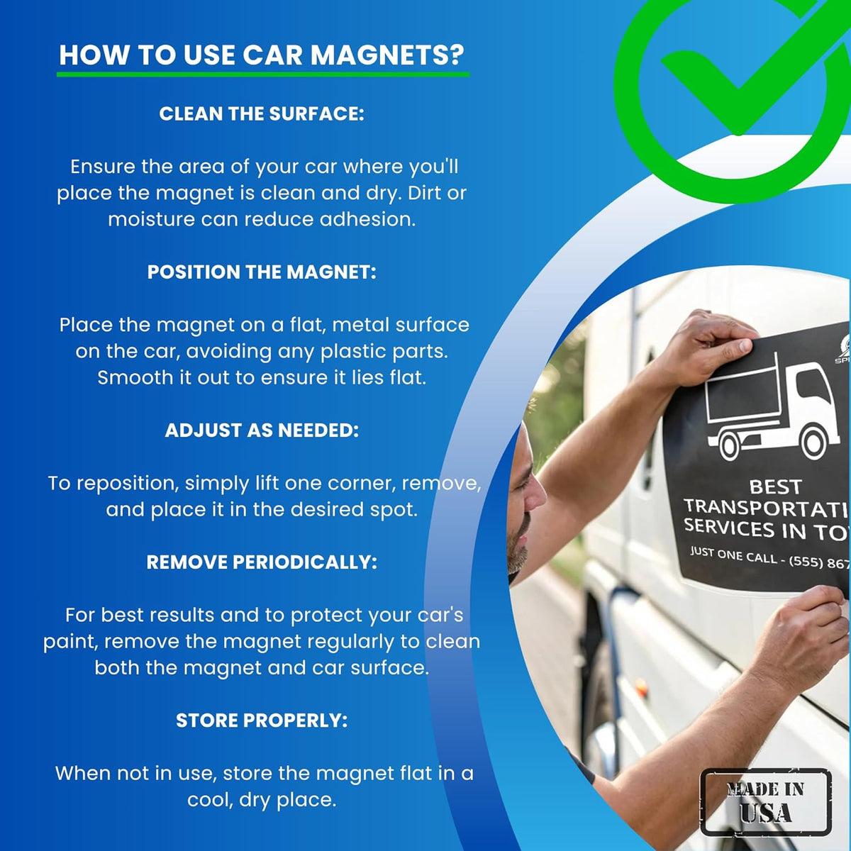 2 Pack (20in x 30in) Large Custom Car Magnets for Businesses –Full Color Large Magnetic Signs for