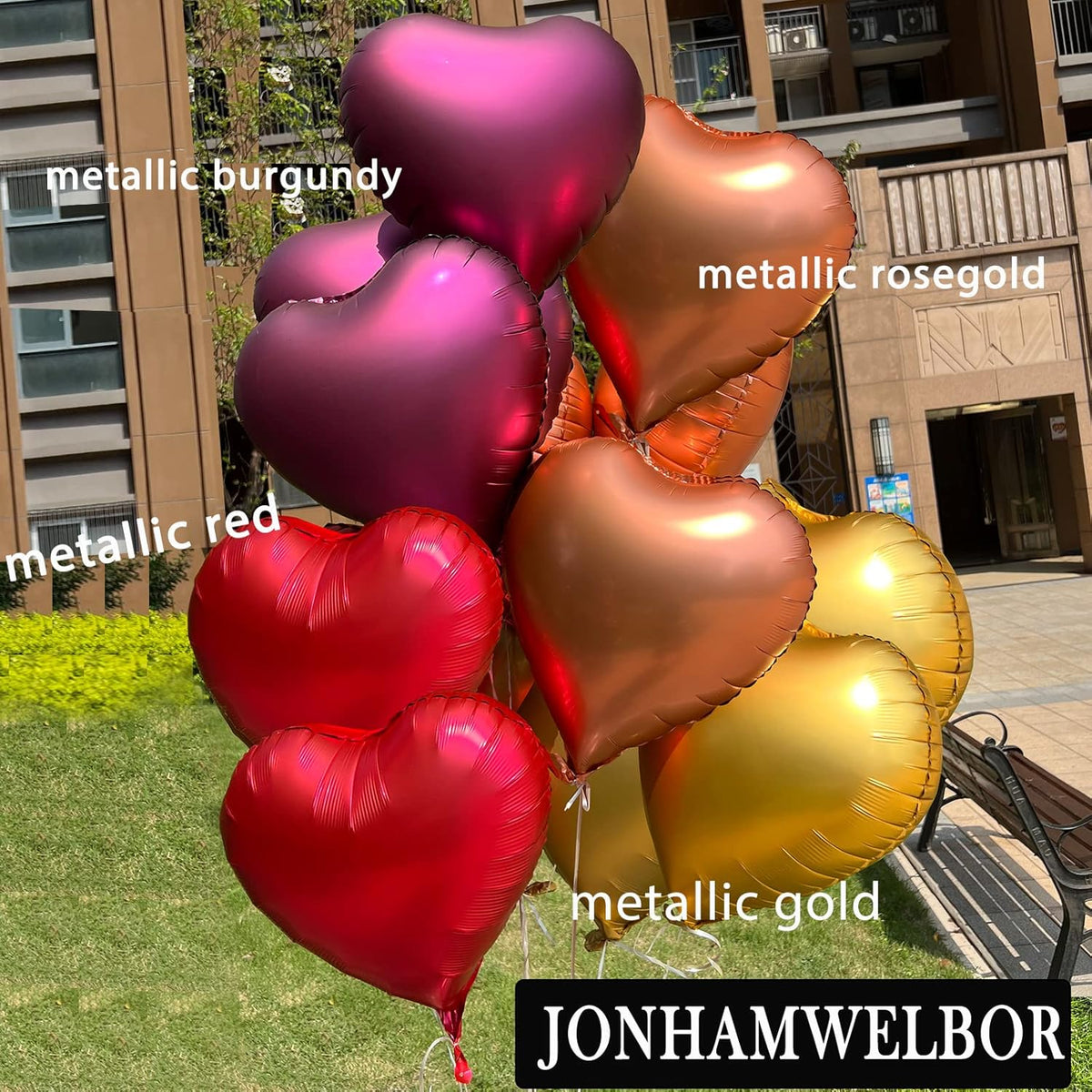 Jonhamwelbor 20Pcs 18 inch Metallic Red Foil Mylar Heart Shape Balloons Decorations Valentines