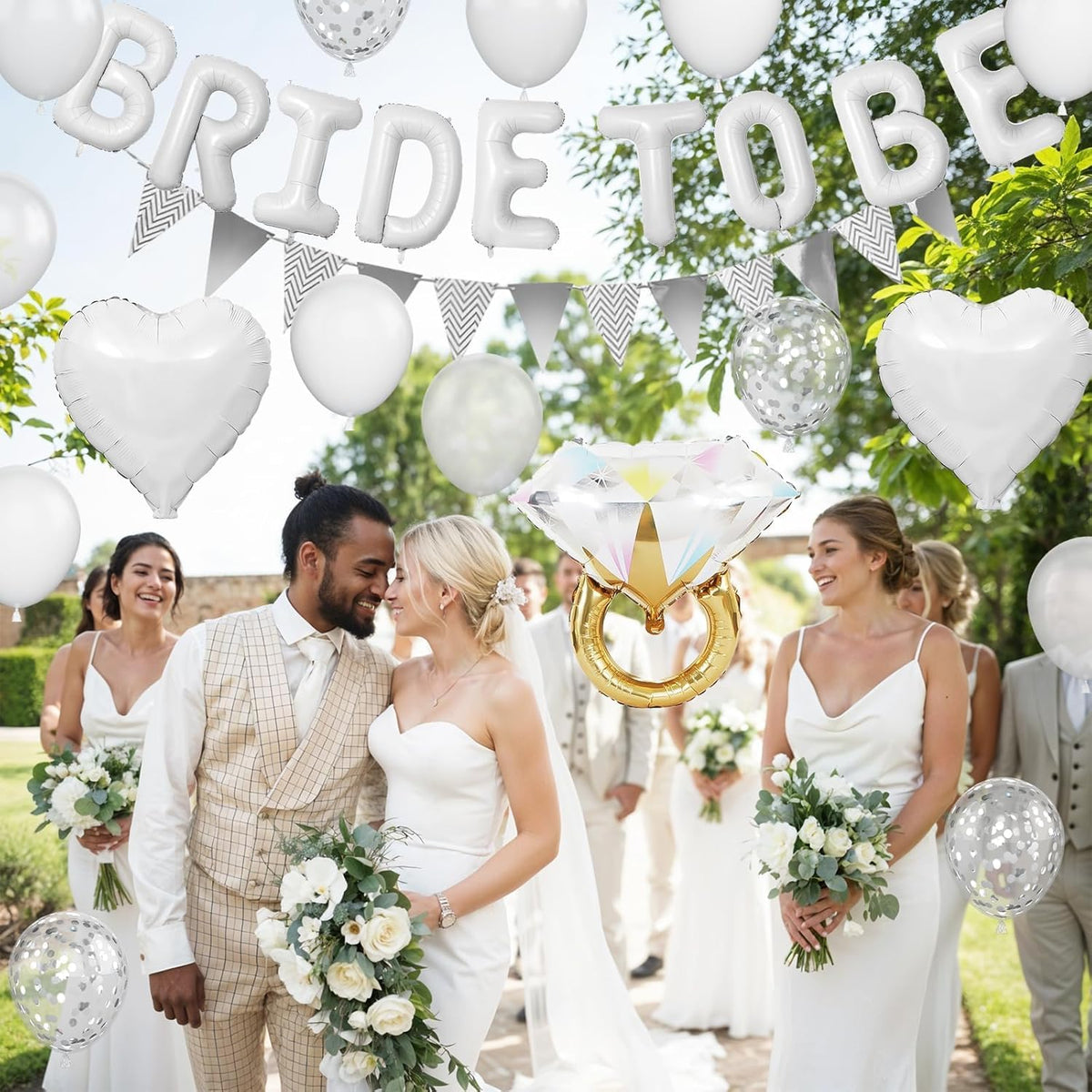 White Bachelorette Party Decorations, White Bride To Be Bridal Shower Balloons Decorations, Silver