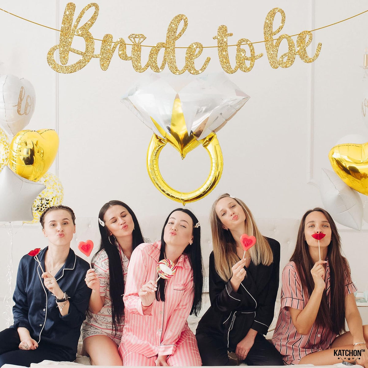 KatchOn, Gold Glitter Bride To Be Banner - 10 Feet, No DIY | Gold Bride to Be Sign for Bachelorette