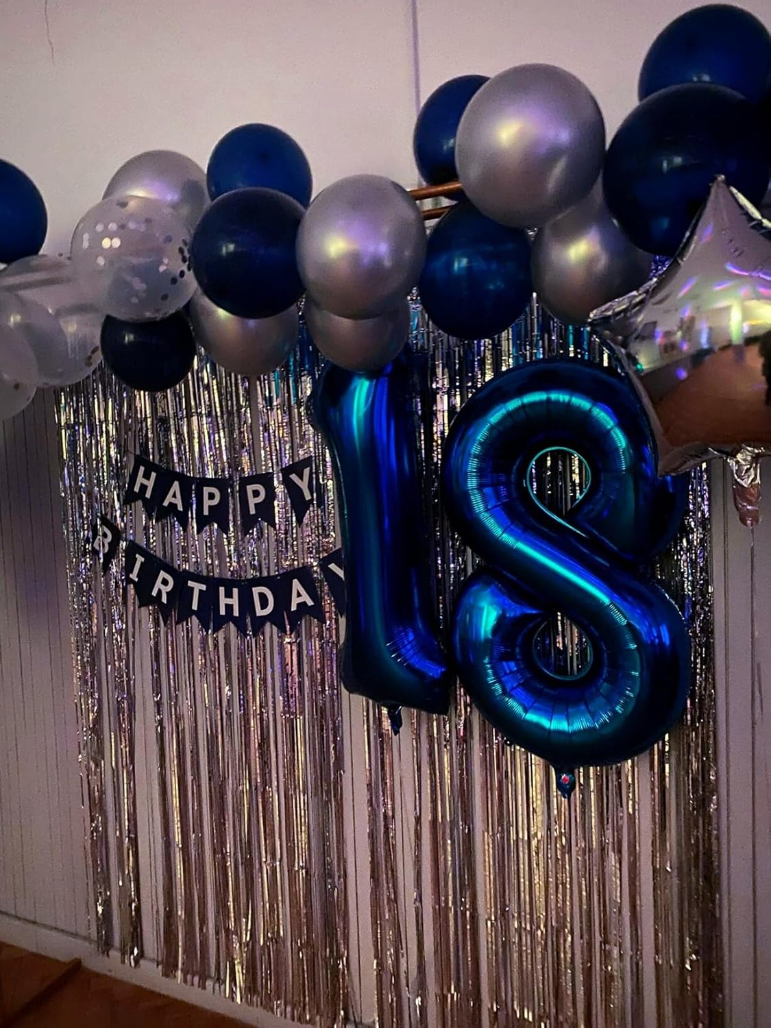 Night Blue Foil Number 8 Balloon 40 Inch, Helium Mylar Eight Number 8 18 28 38 48 58 80 88 Birthday