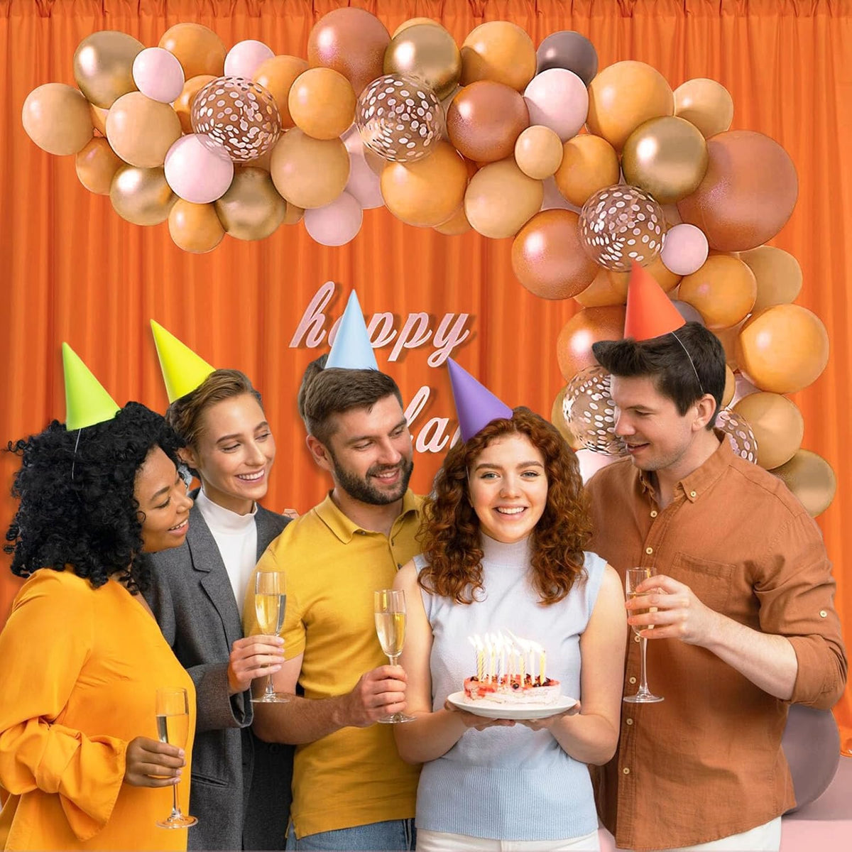 10 x 10 Feet Orange Backdrop Curtain for Partie, Background Curtains for Photoshoot, Birthday