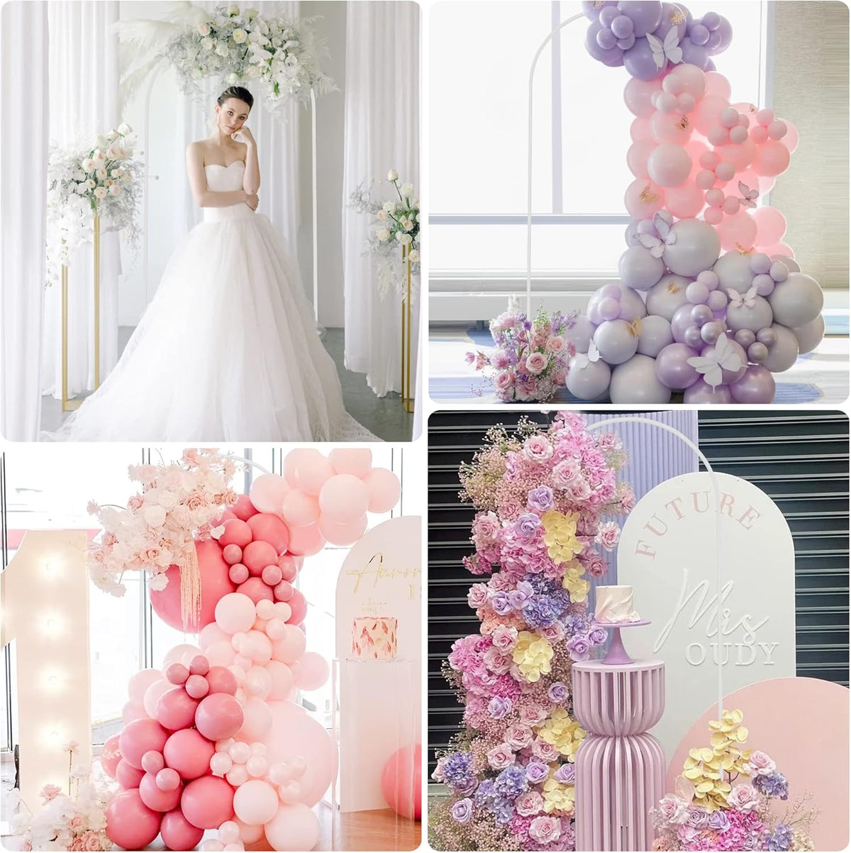 Wokceer Wedding Arch Backdrop Stand, 6 FT Square White Metal Arch Backdrop Stand for Wedding