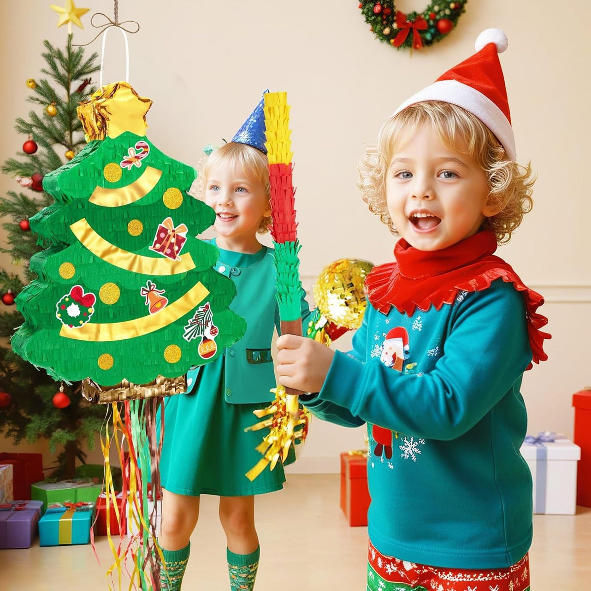 WERNNSAI Christmas Tree Pinata - Christmas Decorations XmasTree Party Game for Kids Festival Party