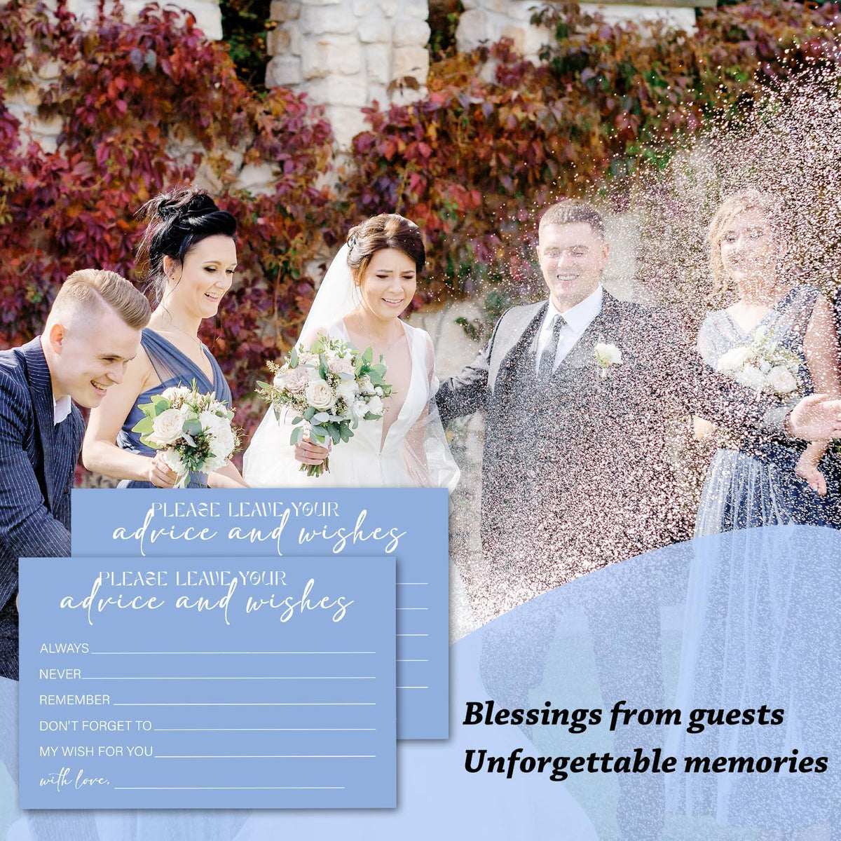 Advice and Wishes For the Mr and Mrs, Blue Advice Cards for Bridal Shower, Well Wishes for Wedding