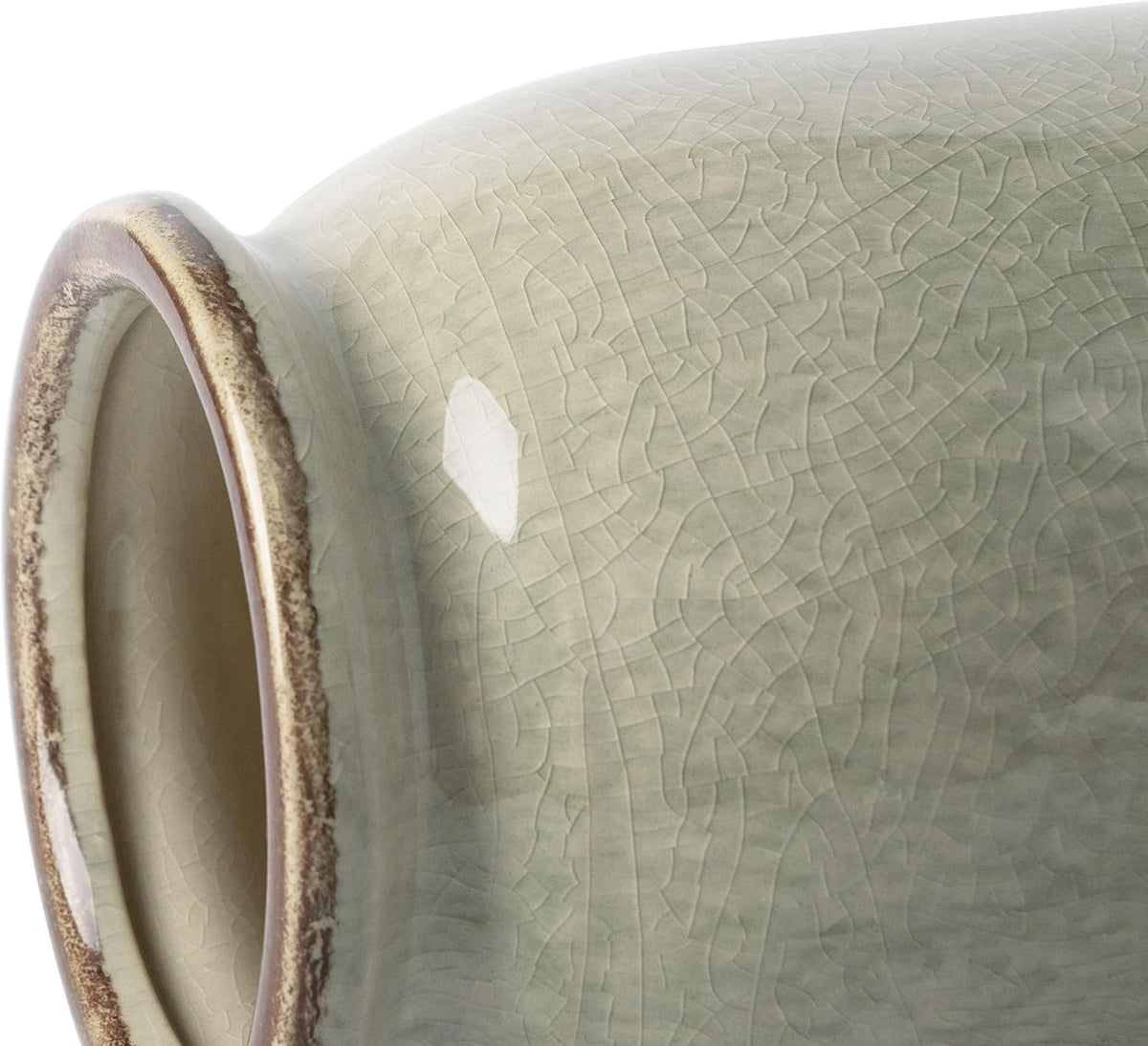 VICTOR & TERESA Rustic Large Green Vase for Home Decor, 10'' Tall Ceramic Vases for Flowers