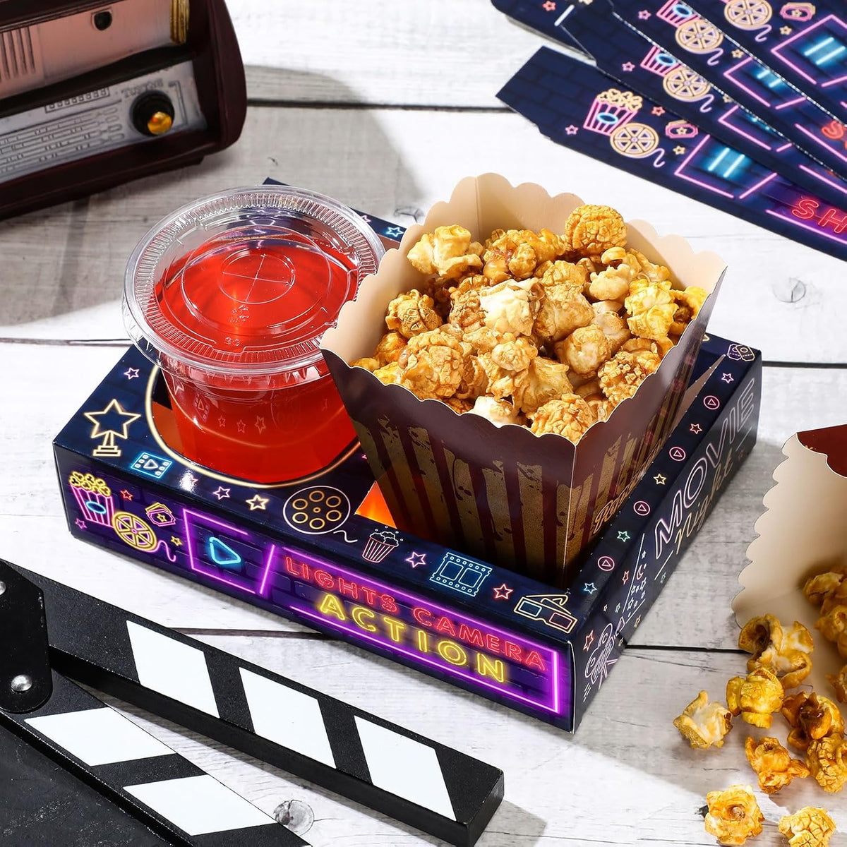 Faccito 36 Pcs Movie Night Snack Trays Movie Theater Snack Boxes Night Supply Disposable Paper