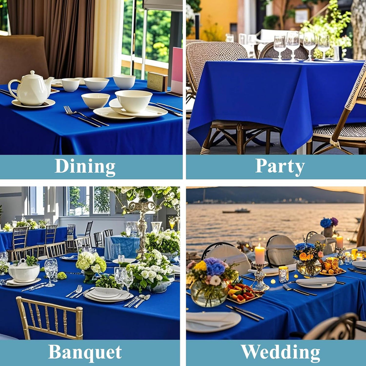 VidaFete Tablecloth 6 Pack 90*132inch Rectangle Table Cloth Polyester, Stain Wrinkle Resistant