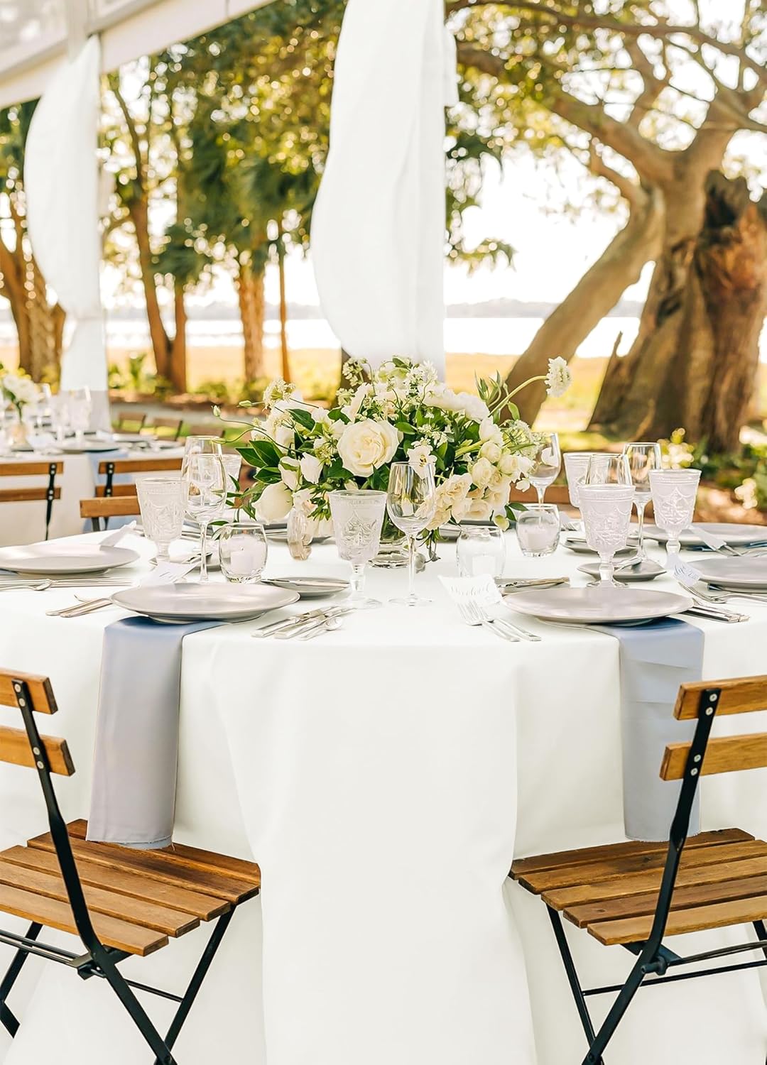 12 Pack Round Tablecloth 90 Inch - Ivory Polyester Table Cloth for Round Table, Premium Ivory