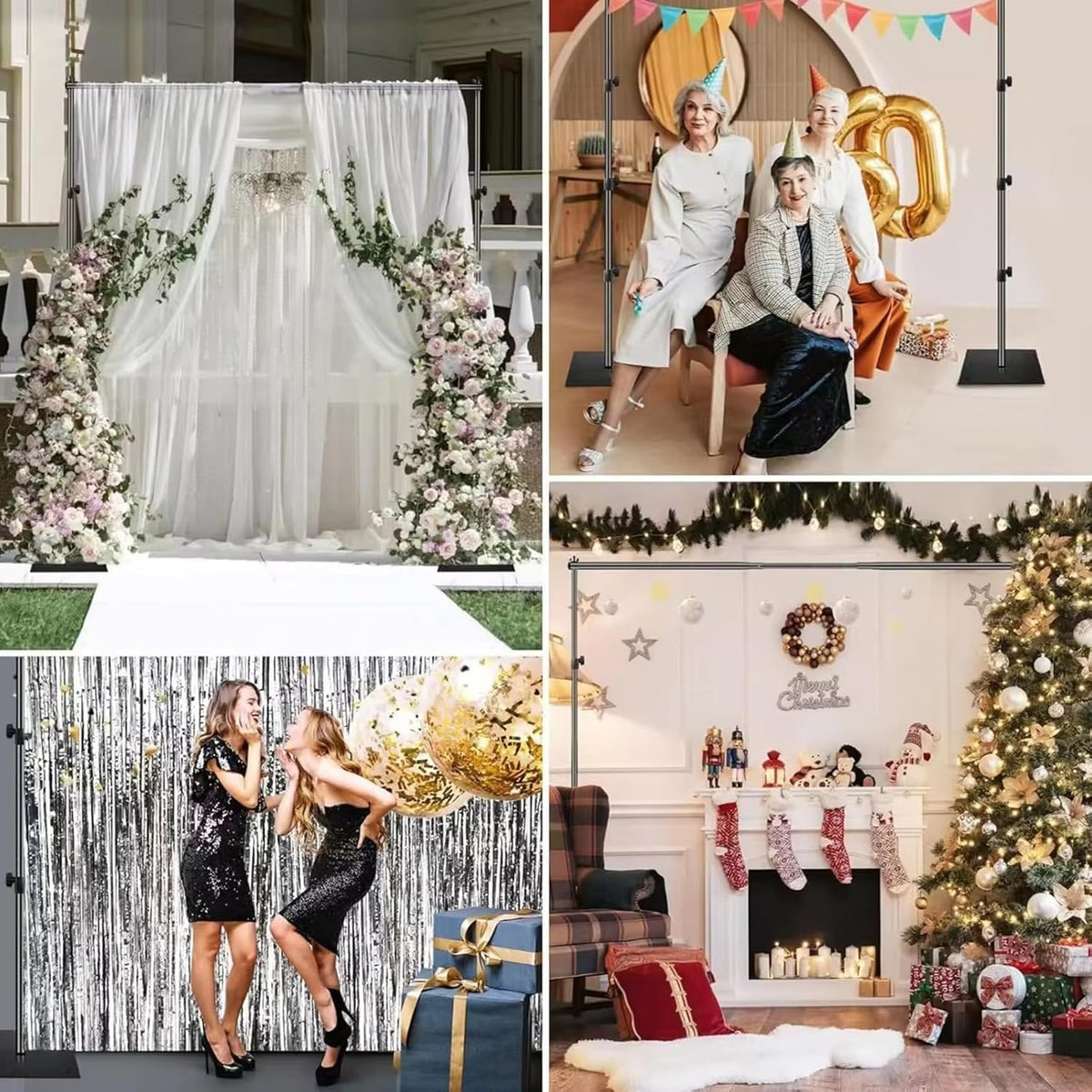 Pipe and Drape Backdrop Stand Kit, 6.5ft x 10ft Adjustable Photo Background Stands with Metal Flat