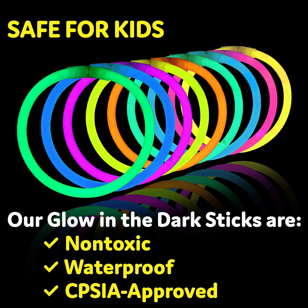 PartySticks Ultra Bright Glow Sticks Bulk Party Supplies 100 Pack - 8" Glow in the Dark Light Up