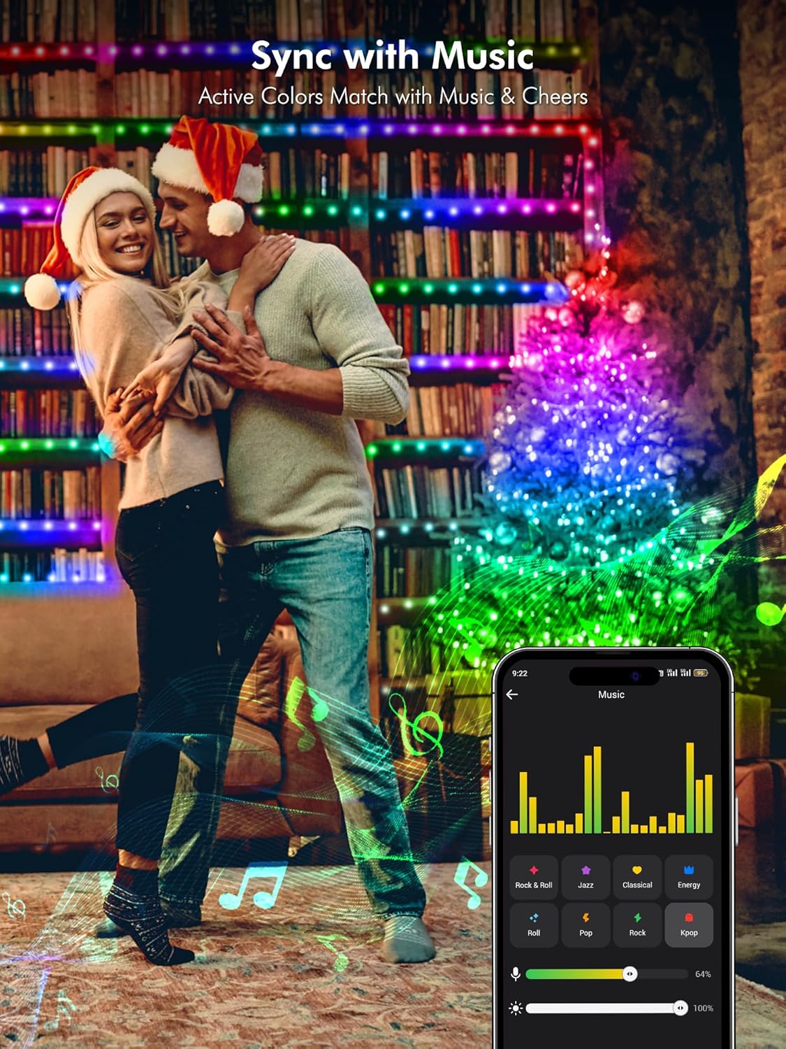 BrizLabs Smart Fairy Lights, 33ft 100 LED Color Changing Fairy Lights Work with Alexa/Google Home