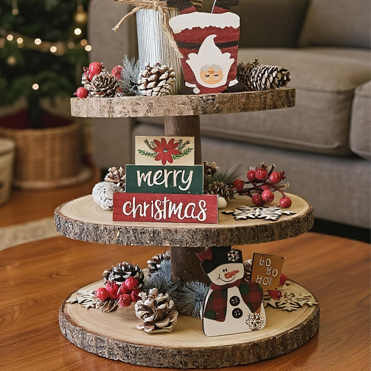 Cupcake Stand Wood Dessert Stands 3 Tier Cupcake Tower Large Cupcake Display Stand Rustic Cupcake