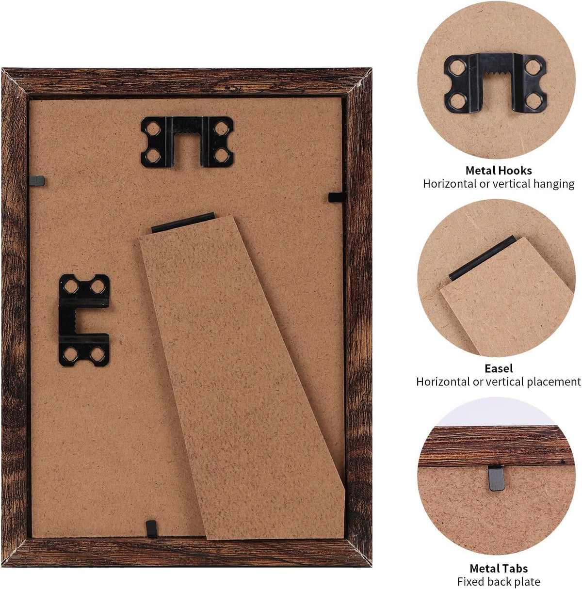 PETAFLOP Wooden Bulk 5x7 Picture Frame Set of 18, Rustic Brown Photo Frames Fits 5 by 7 for Wall or
