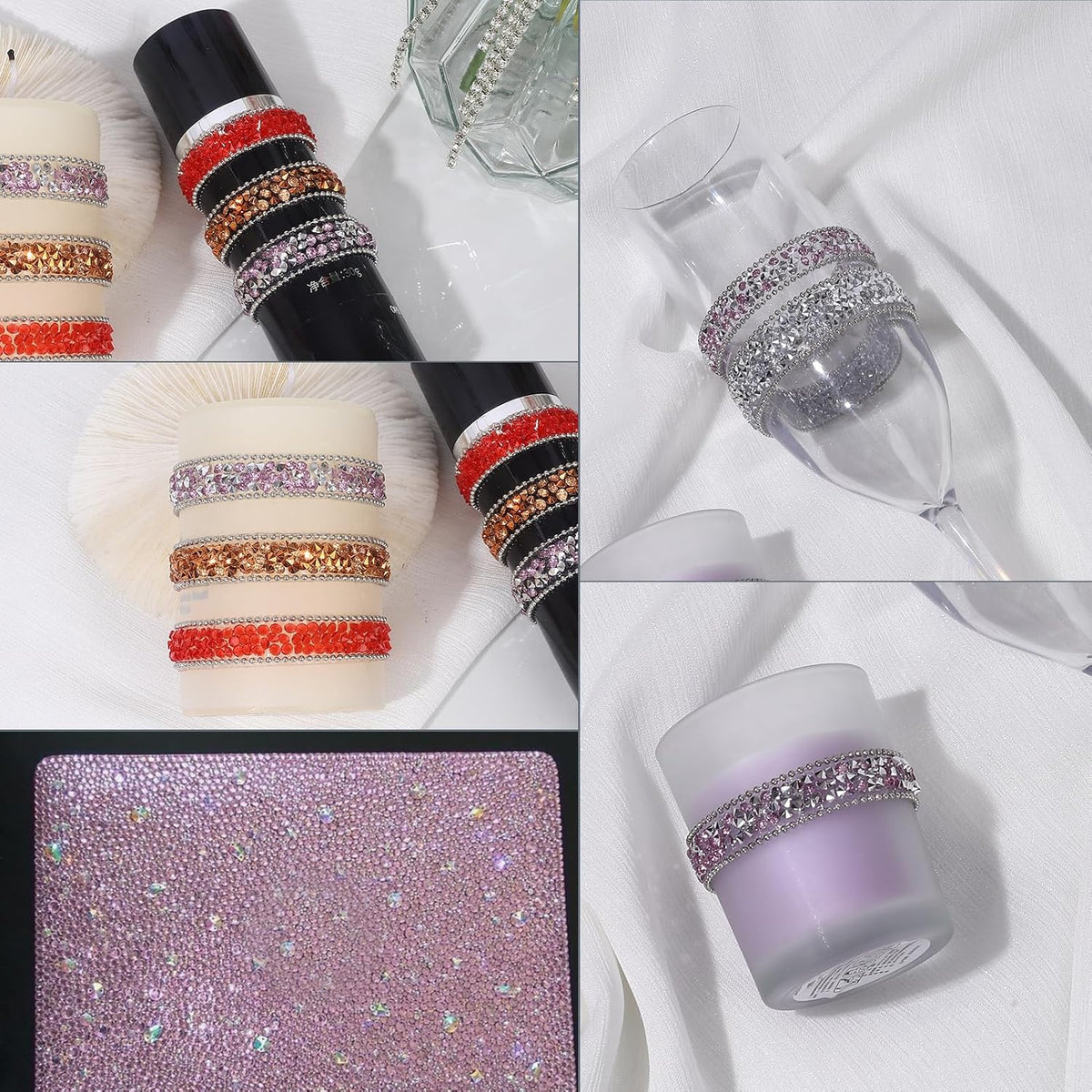 Rhinestone Ribbon 3 Yards Self Adhesive Rhinestone Strips Diamond Ribbon Sticker Crystal Roll