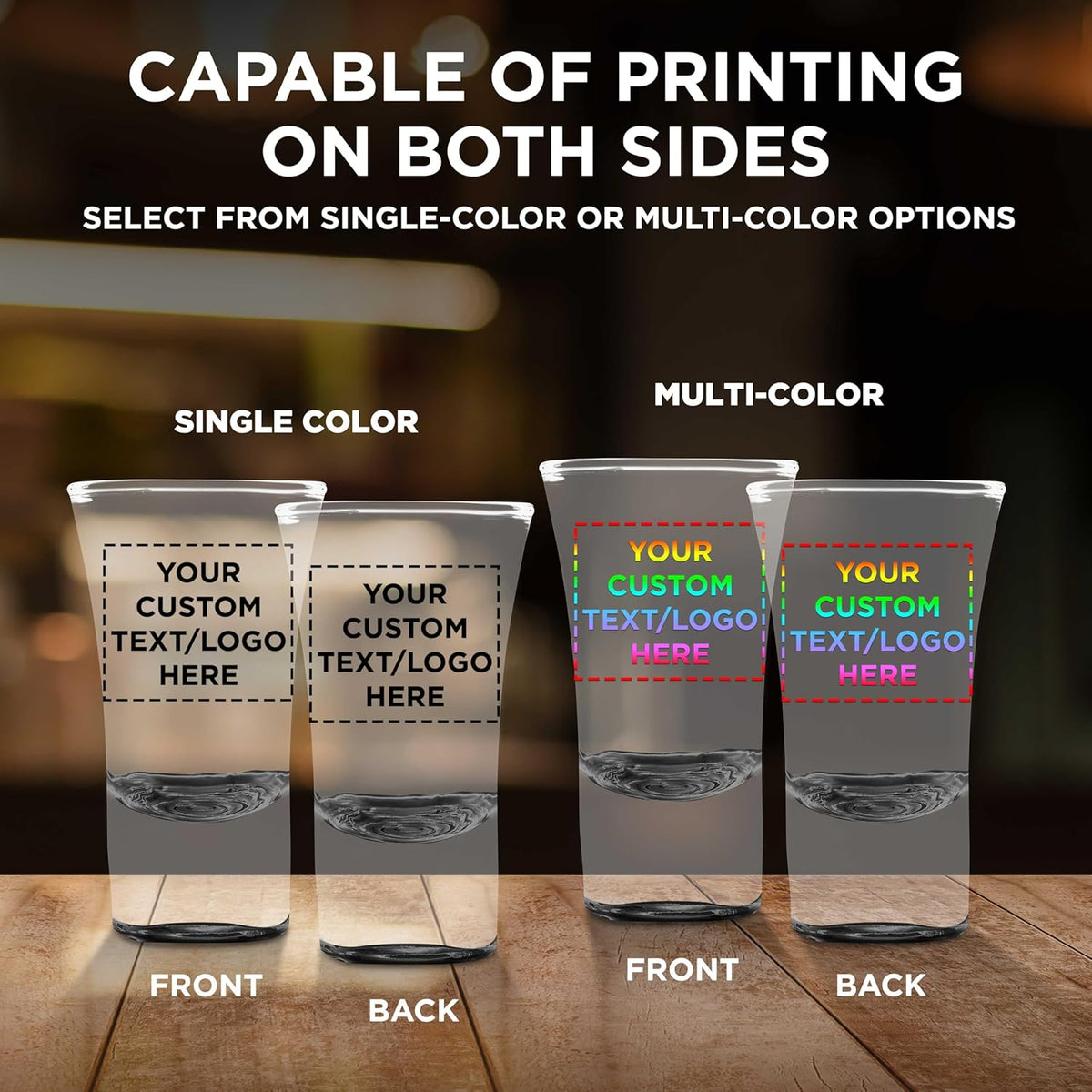 Custom 2 oz. Lord Shooter Etched Shot Glasses, 100 pack, Personalized Text, Logo, 21st Birthday