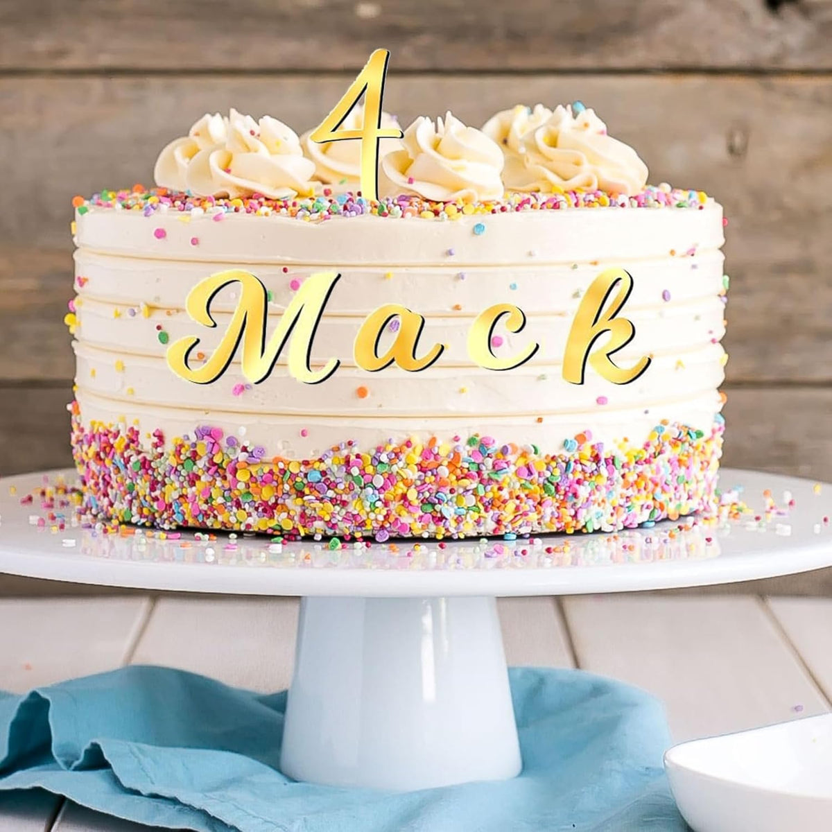 126pcs Acrylic Alphanumeric Cake Decoration, Mirror Number 0-9 and Alphabet A-Z Personalized Cake