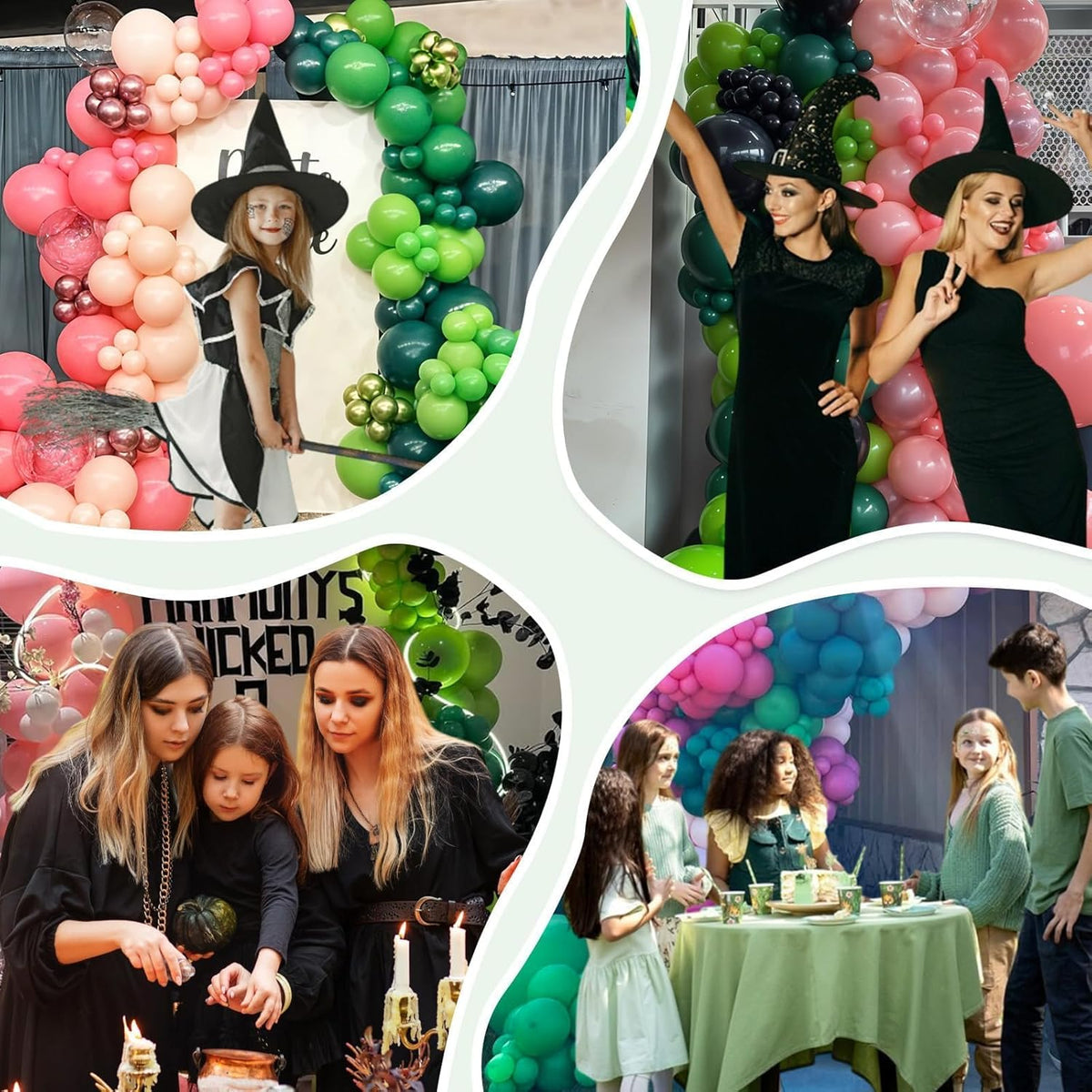 Pink Green Balloons, Pink Green Black Yellow Balloons for Theatre Party Themed Birthday Baby Shower