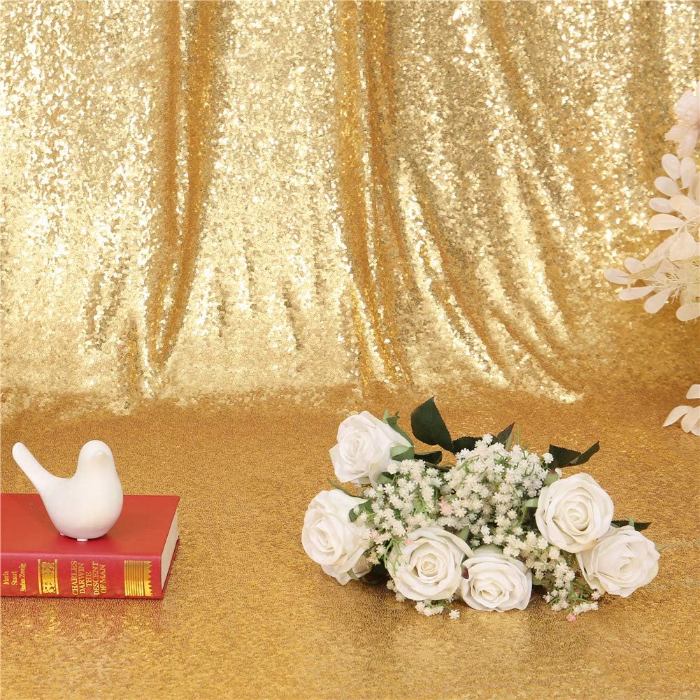 Eternal Beauty Gold Sequin Backdrop, 10x10 Ft Glitter Background Curtains for Shimmer Photography