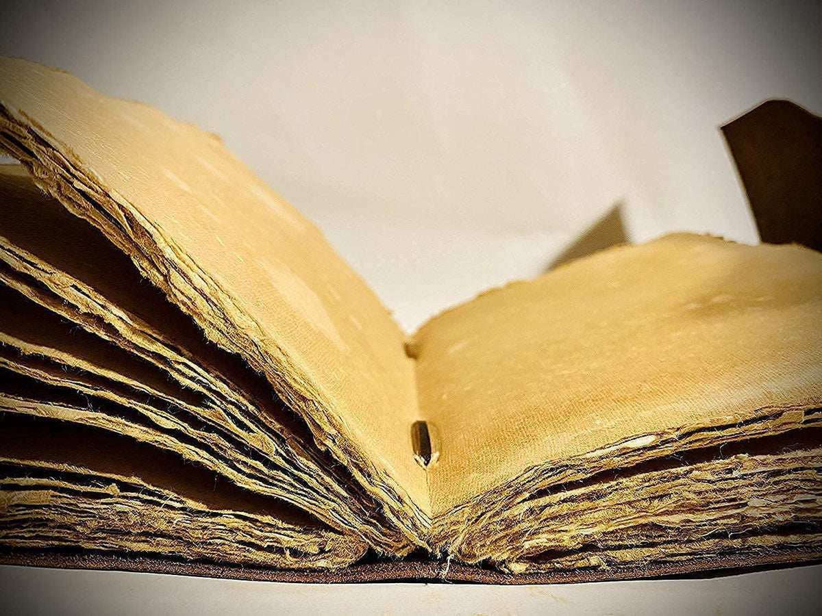 cuero 3 Moon Blue Lapiz Embossed Vintage Leather Journal | 240 Pages of Antique Handmade Deckle