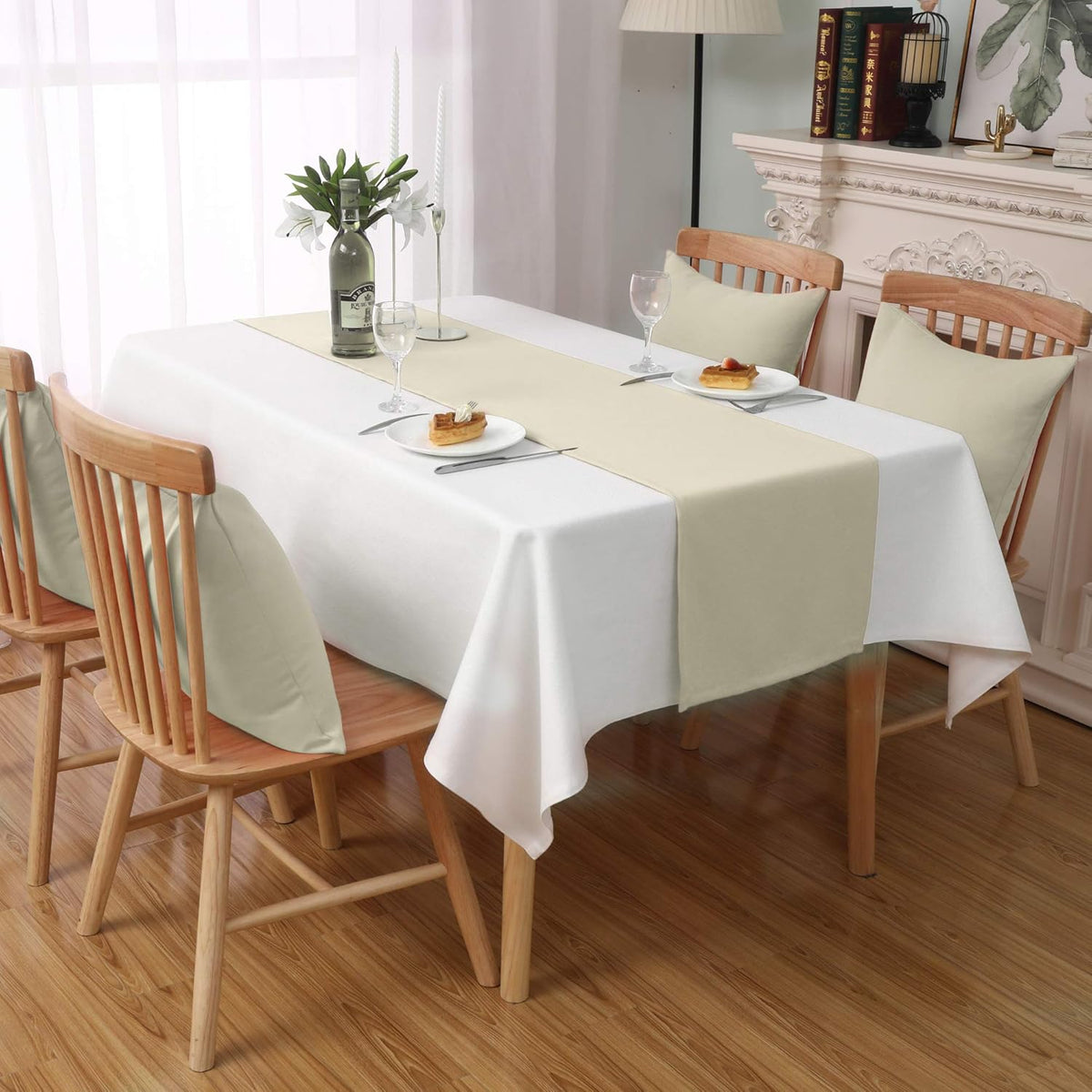 DUALIFE 2 Pack Table Runner 14 x 72 Inch Long Table Cloth Table Runners for Wedding Engagement