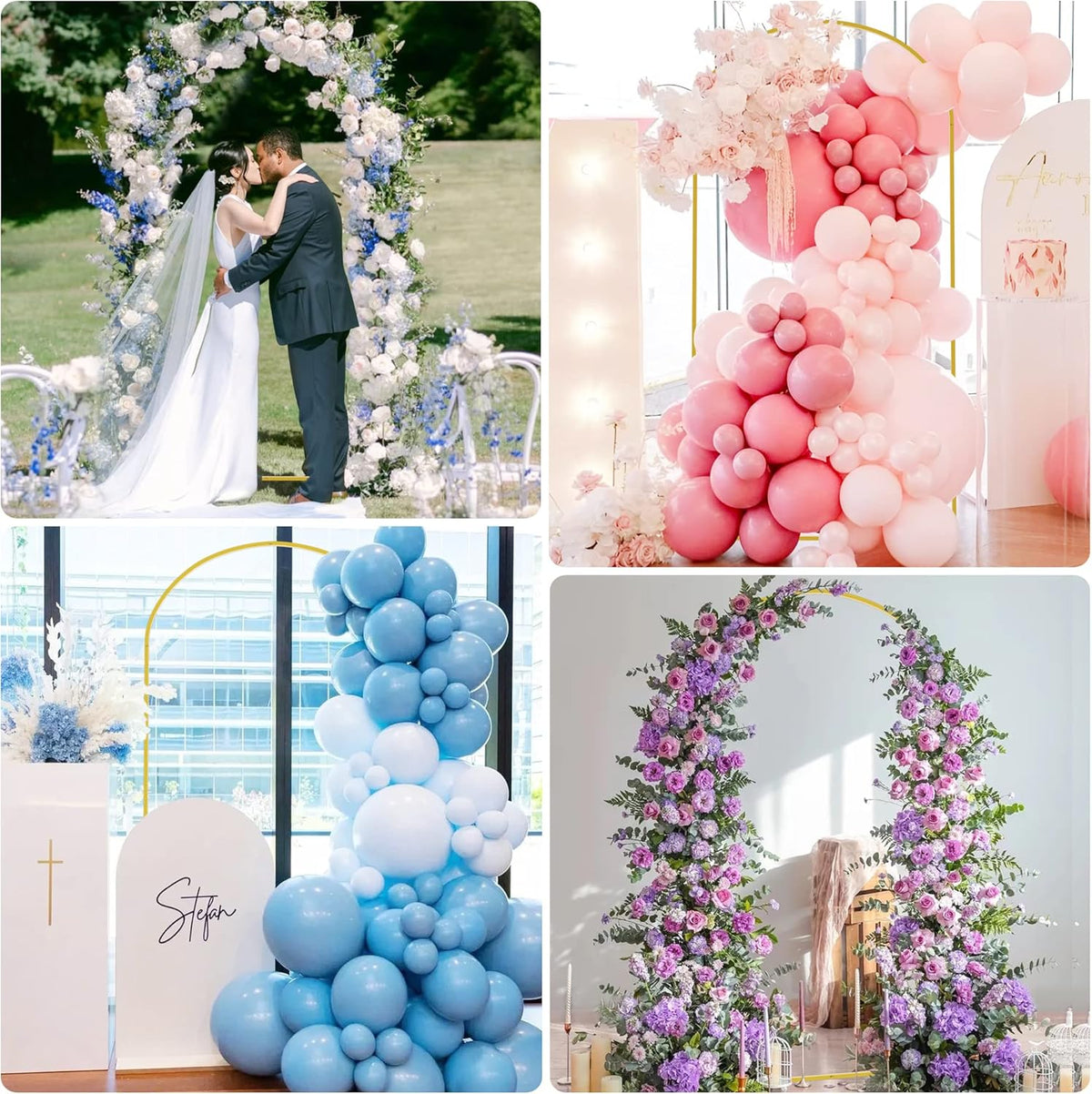 Putros Metal Arch Backdrop Stand 7.2FT Gold Wedding Balloon Arched Backdrop Stand Square Arch Frame