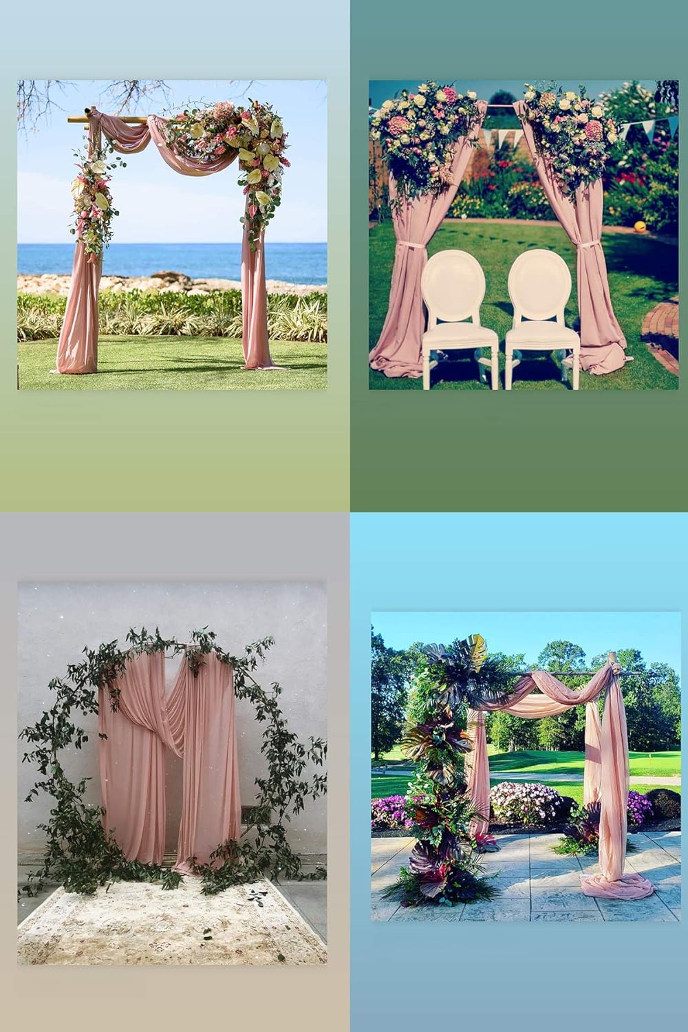 Socomi Wedding Arch Draping Fabric 1 Panel 29" x 19Ft Dusty Rose Sheer Chiffon Curtain Drapes 6