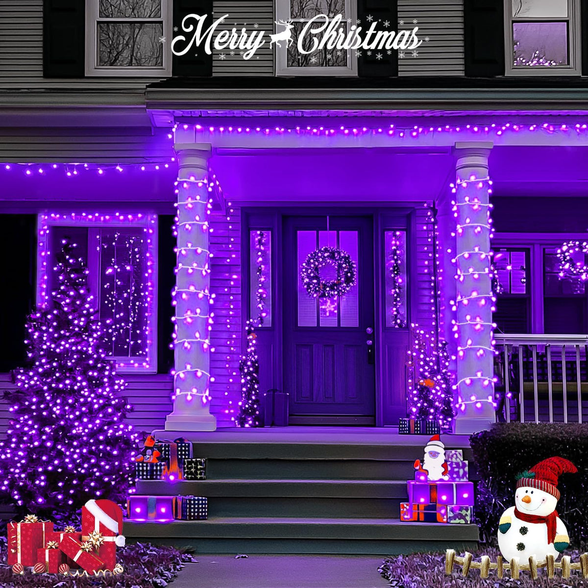 JMEXSUSS 163 FT 500 LED Purple Halloween Lights, 8 Modes Purple Light Indoor Outdoor Waterproof