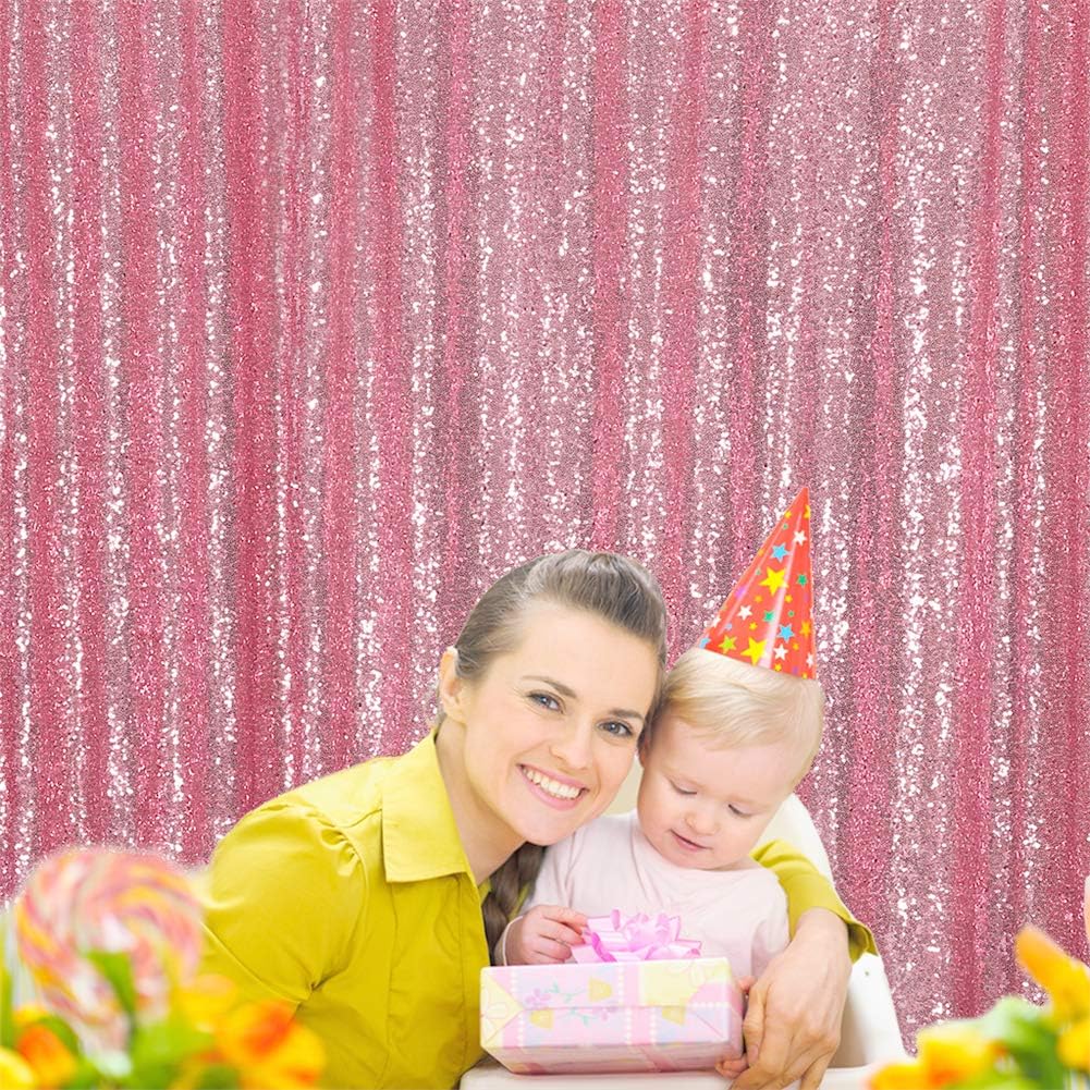 Eternal Beauty Fuchsia Pink Sequin Backdrop, 5x7 Ft Glitter Background Curtains for Shimmer