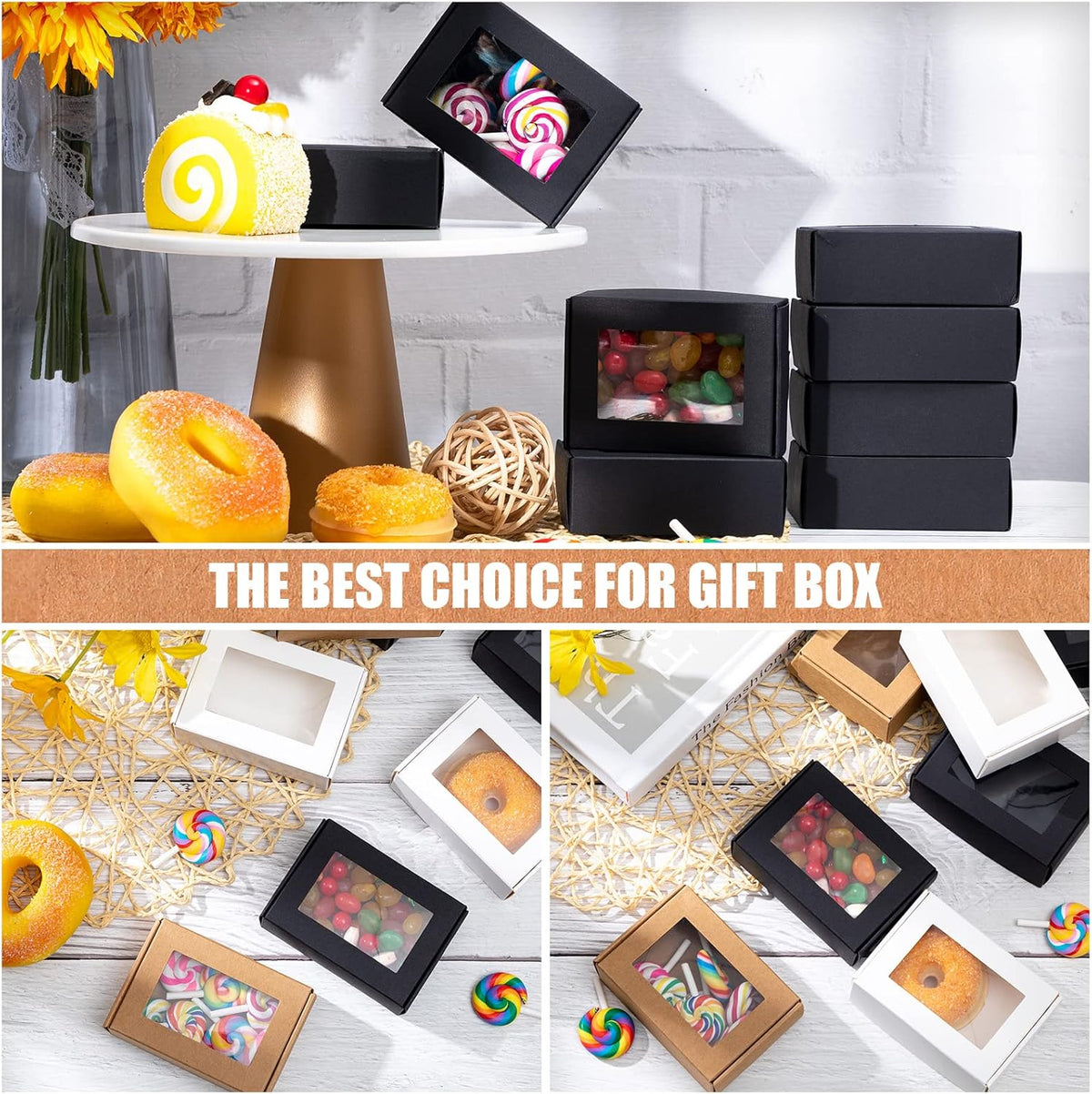 Zonon 30 Pcs Soap Boxes for Homemade Packaging, Mini Kraft Treat Boxes with Window for Bakery Candy