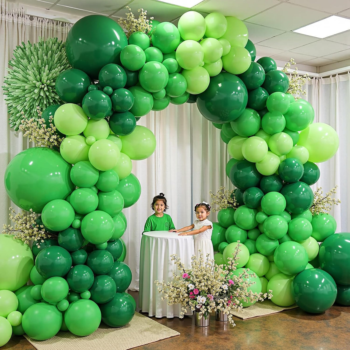 412pcs Green Balloon Garland Arch Kit, 18 12 10 5 inch Different Sizes Balloons for Green Jungle
