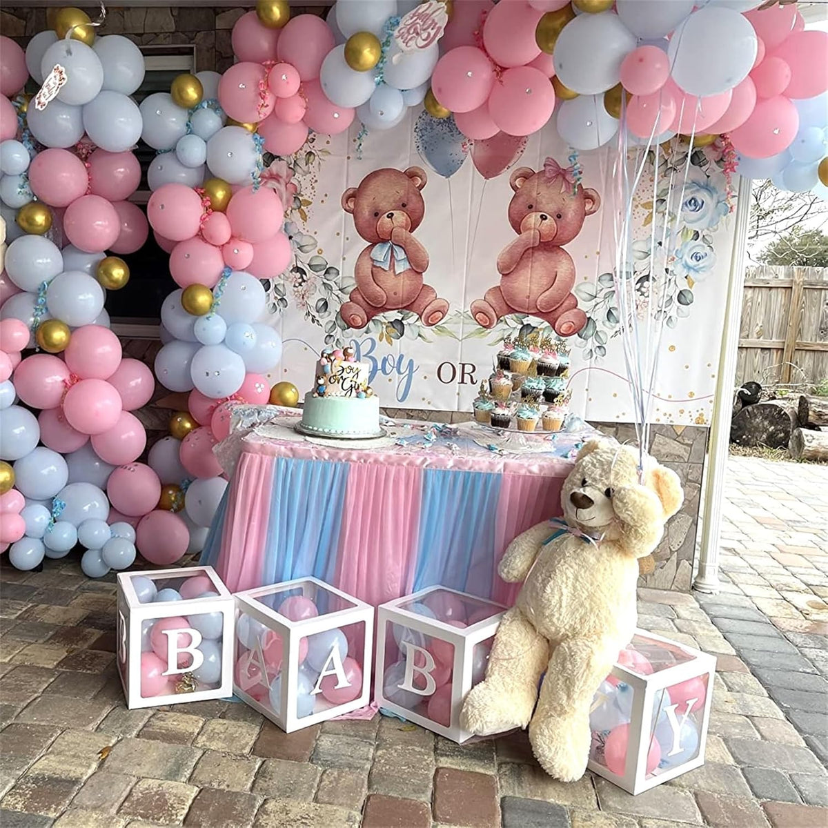 Pink and Blue Balloons Set, 35 Pack Pastel Pale Blue Pink Confetti Latex Balloons, 12 Inch Light