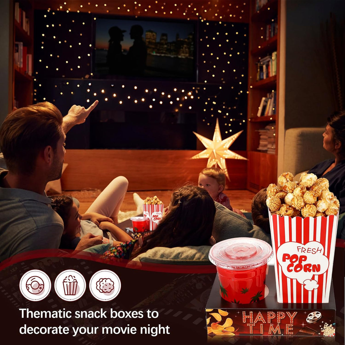 Faccito 36 Pcs Movie Night Snack Trays Movie Theater Snack Boxes Night Supply Disposable Paper