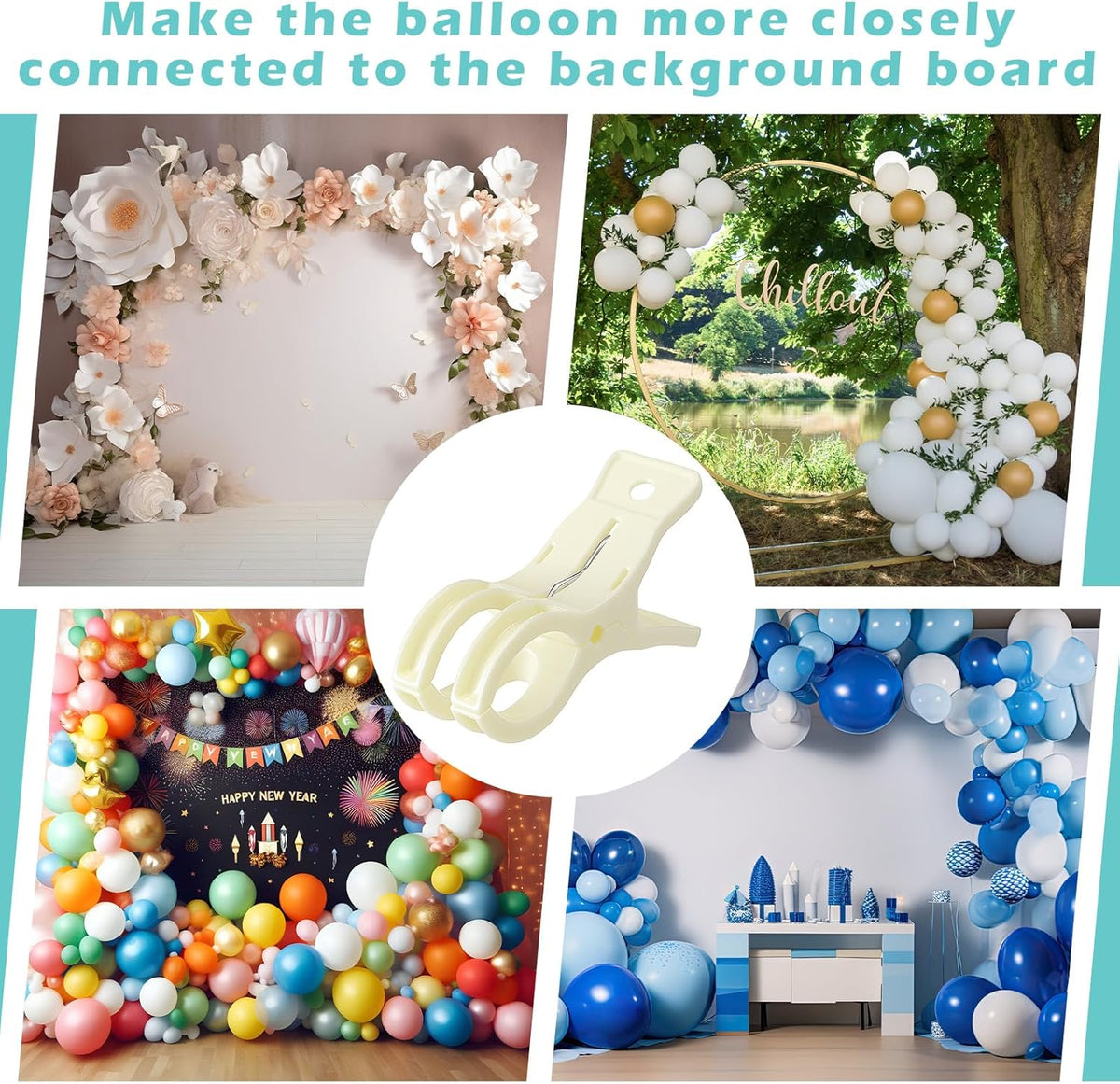 LemonRoad 10 Pack Large Balloon Arch Clips Plastic Transparent Backdrop Spring Clamps 3.5 Inch