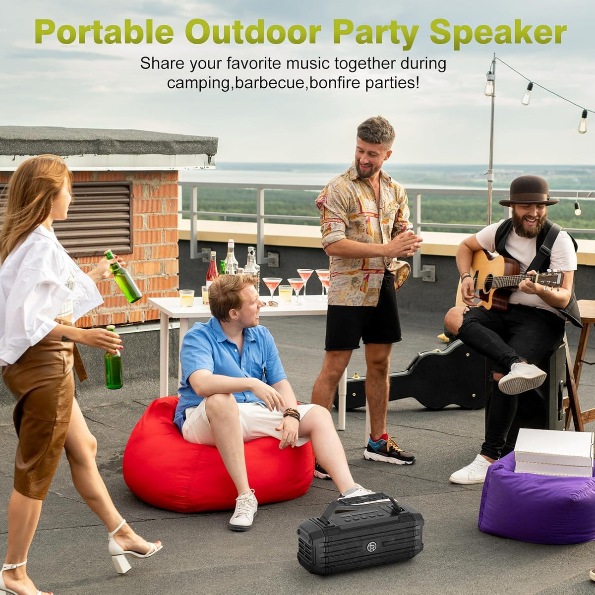 Bluetooth Speaker 120W Peak 80W Portable Wireless Hi-Fi Loud Outdoor IPX6 Waterproof Big Party