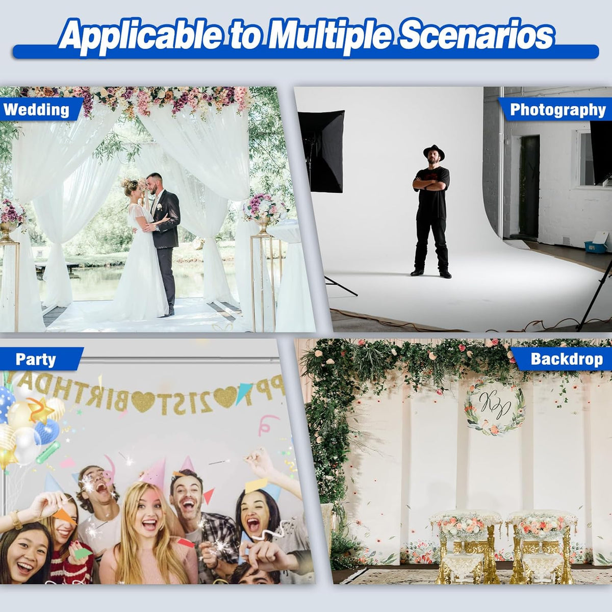 Pipe and Drape Backdrop Stand 8ftx10ft Adjustable Background Support System Heavy Duty Background