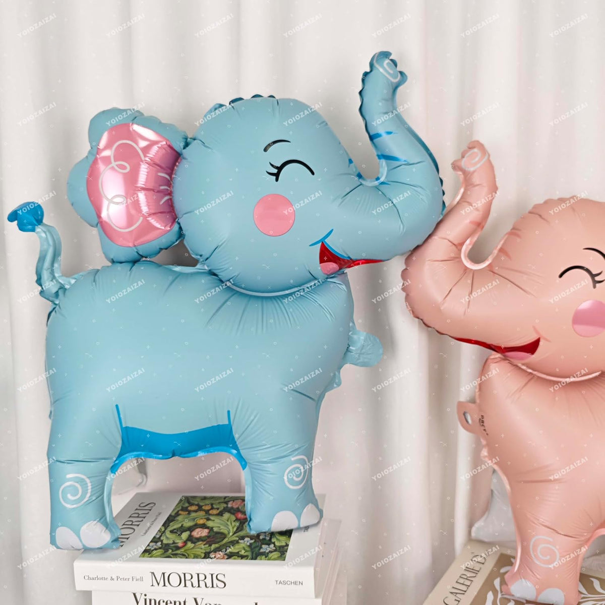 2PCS Matte self-standing elephant animal balloon 3D Jungle Large Elephant Foil Balloons For Kids