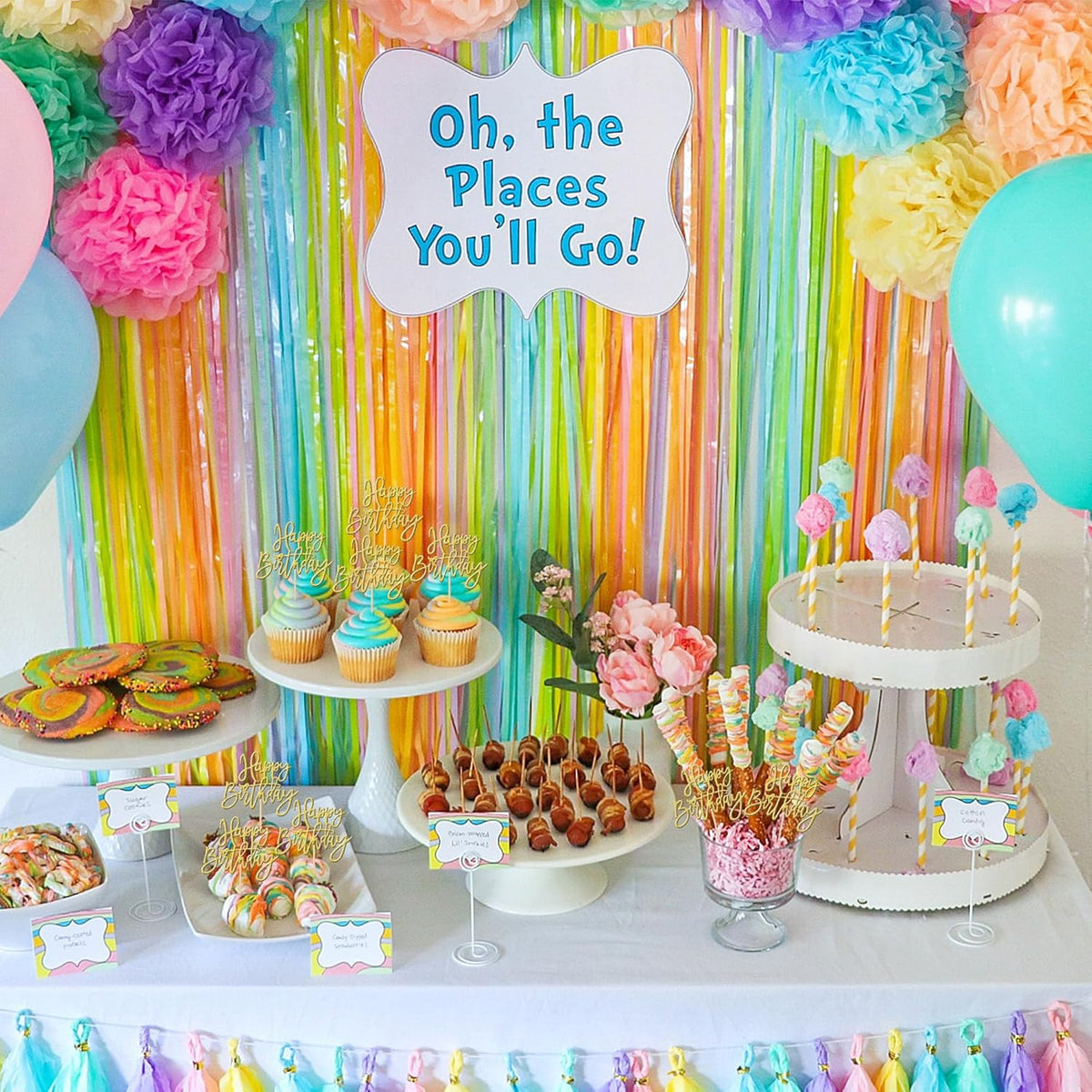 24 PCS Happy Birthday Cupcake Toppers Glitter Picks for Celebrating Anniversary Theme Party Cake