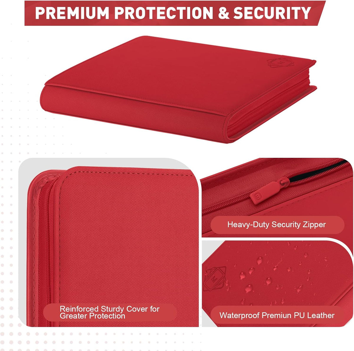 Premium Card Binder 12 Pocket for 720 Pockets Trading Card Binder, PU Zipper Card Collection Album