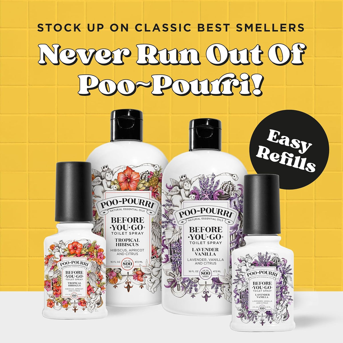 Poo-Pourri Before-You-Go Toilet Spray Refill, Original Citrus, 16 Fl Oz, Up to 800 Uses, Bathroom