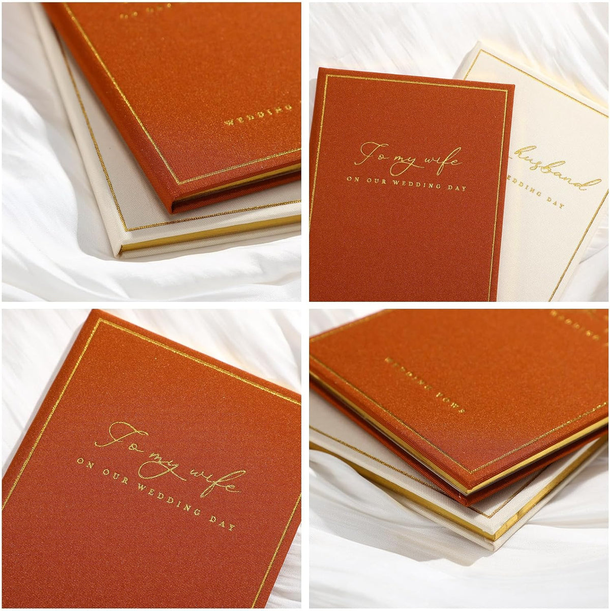 2 Pcs Wedding Vow Books His and Her to Husband Wife Wedding Must Have Registry Ideas Gold Foil